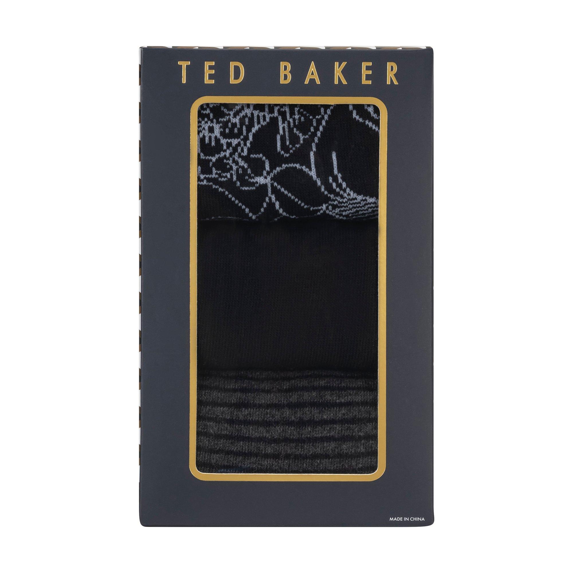 Ted Baker Men's Formal Crew Socks - Blk Flr Mix - Mens 7-11