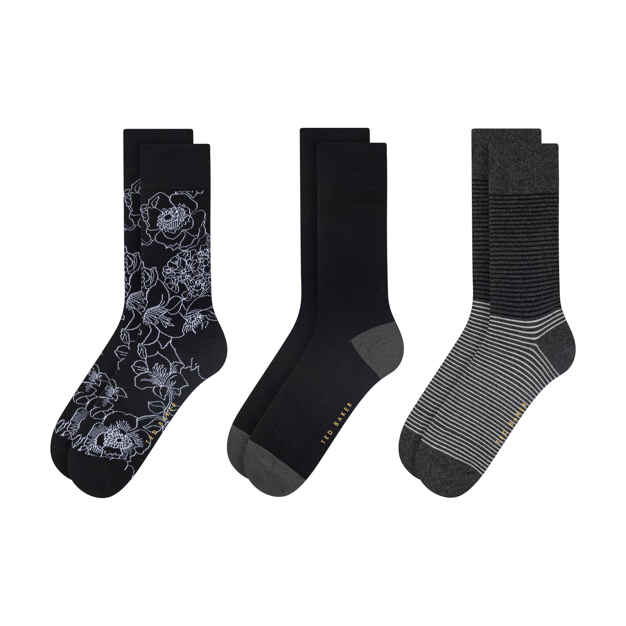 Blk Flr Mix - Ted Baker - Men's Formal Crew Socks - 2