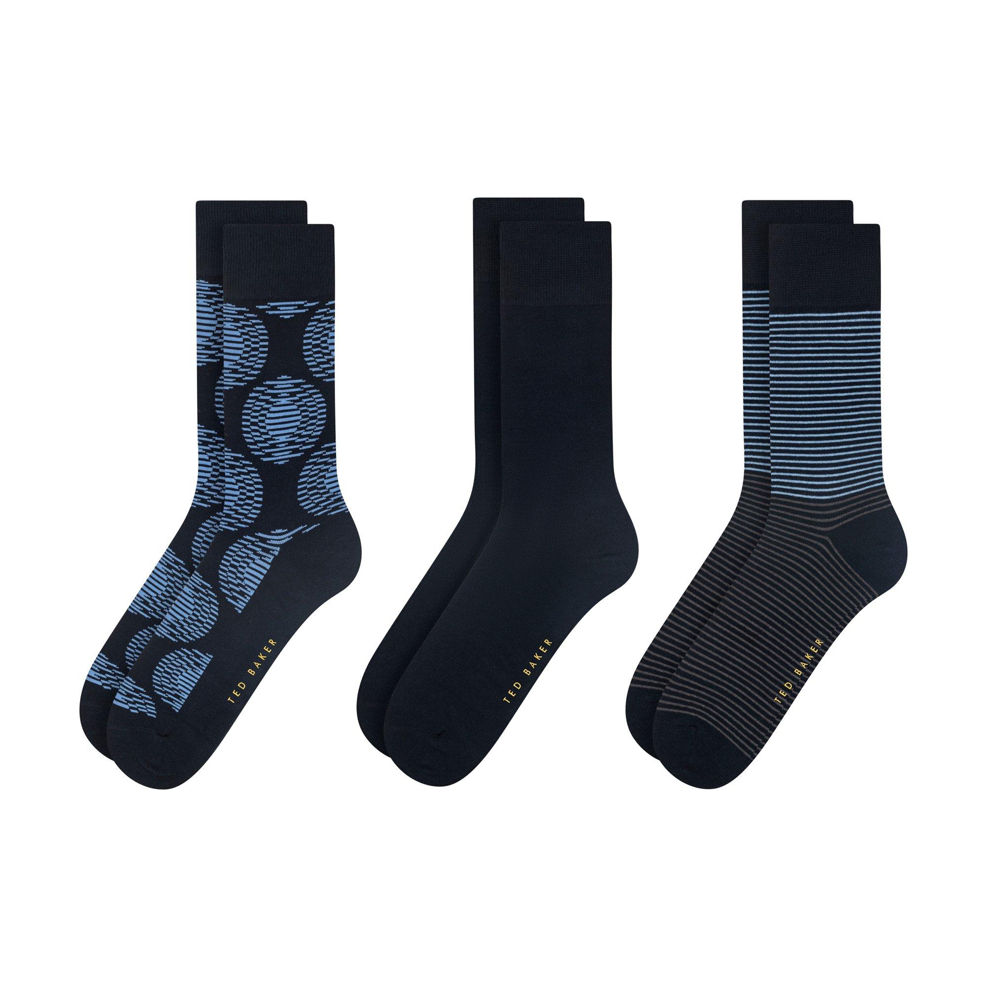 Blue/Grey Mix - Ted Baker - Men's Formal Crew Socks - 2