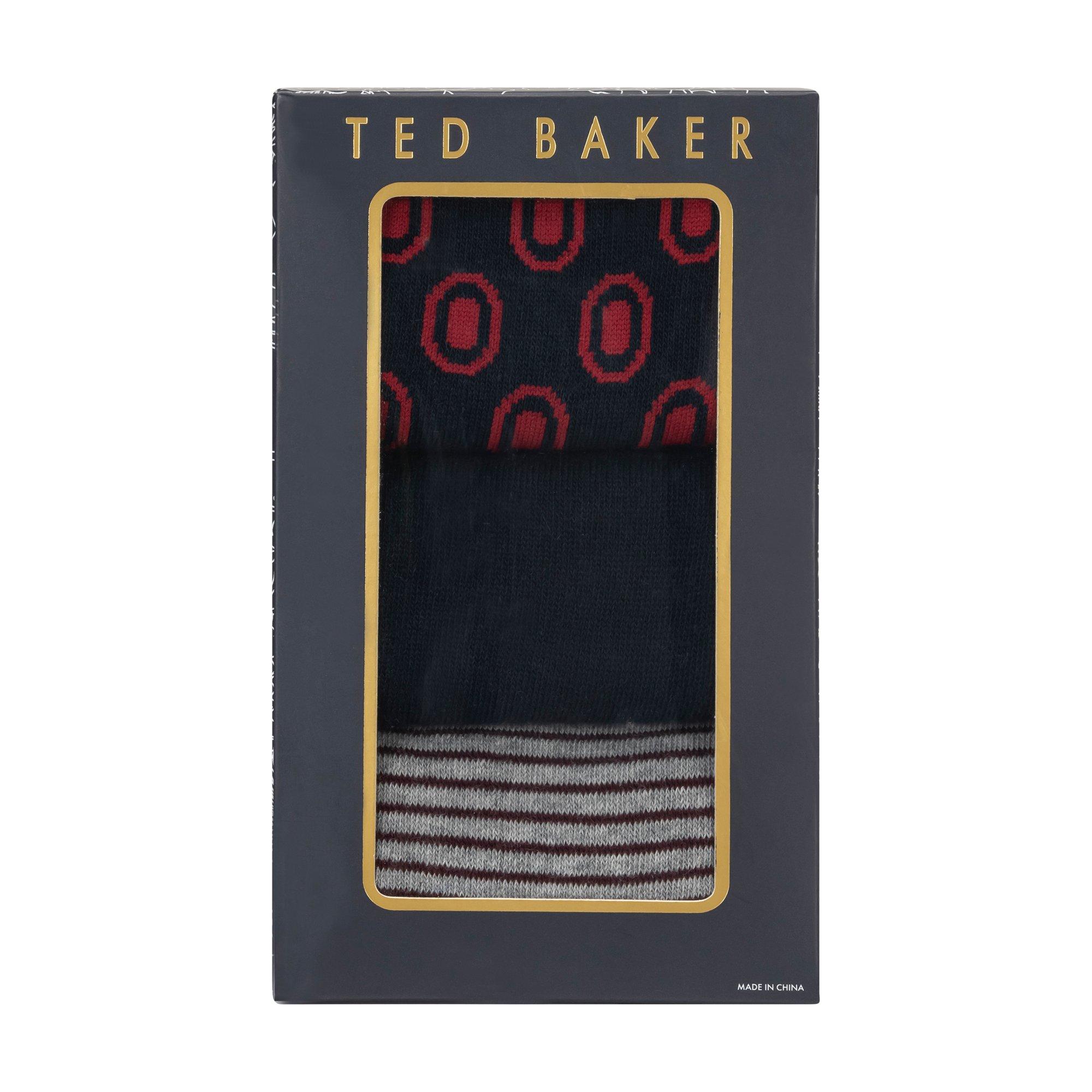 Ted Baker Men's Formal Crew Socks - Blue/Red Mix - Mens 7-11