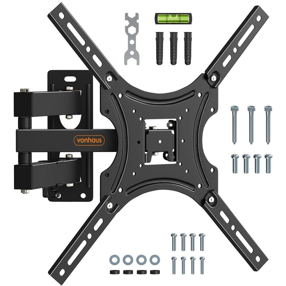 Black - VonHaus - 24-55 Inch Full Motion Tilt & Swivel TV Bracket - 1