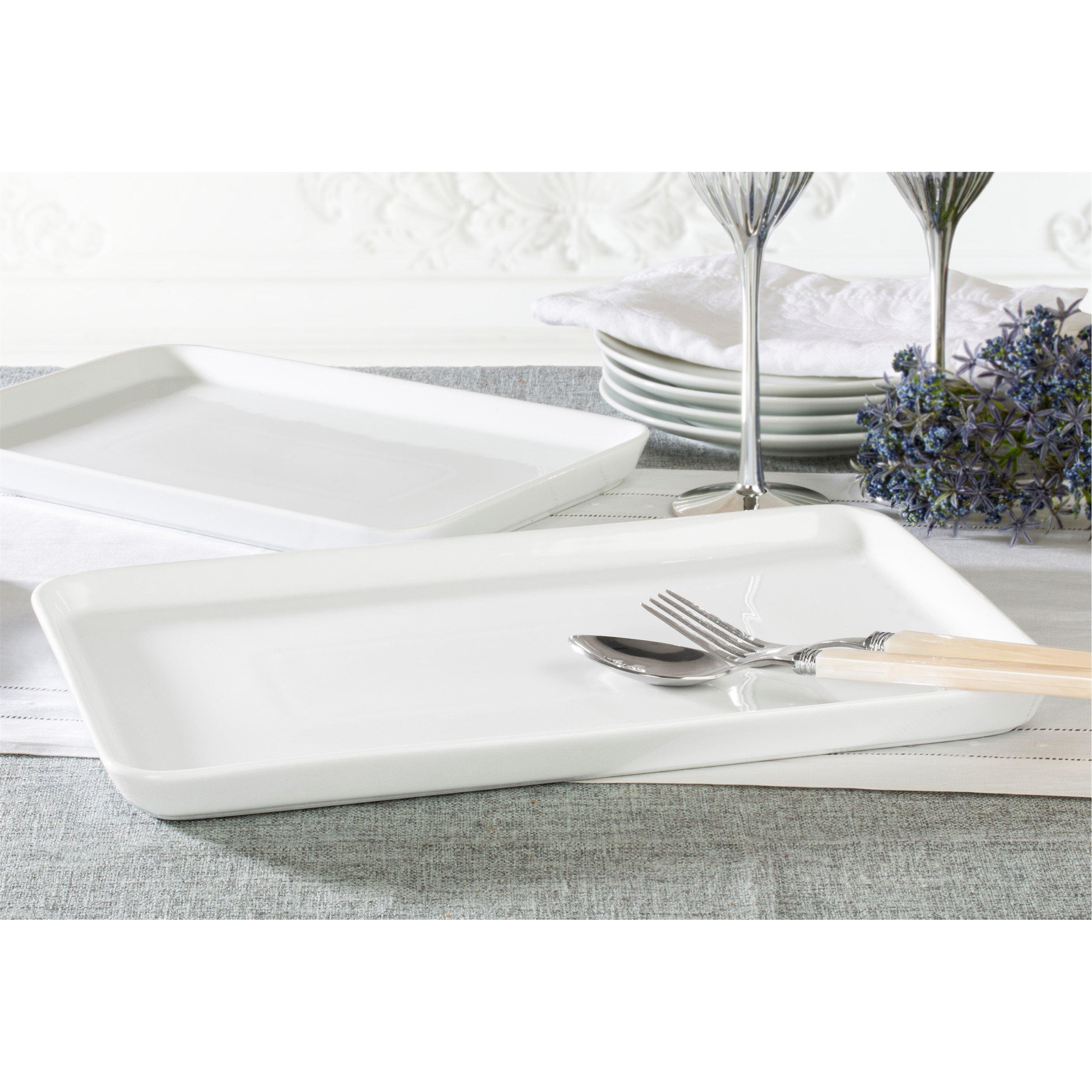 White - Waterside - 2 Porcelain Rectangle Platter (Small & Large) - 1