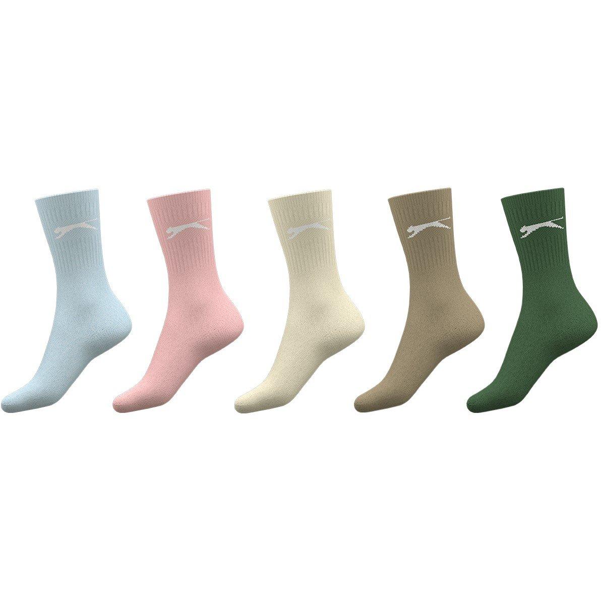 Slazenger Women's 5 Pack Crew Socks - Colours - Ladies 4-8