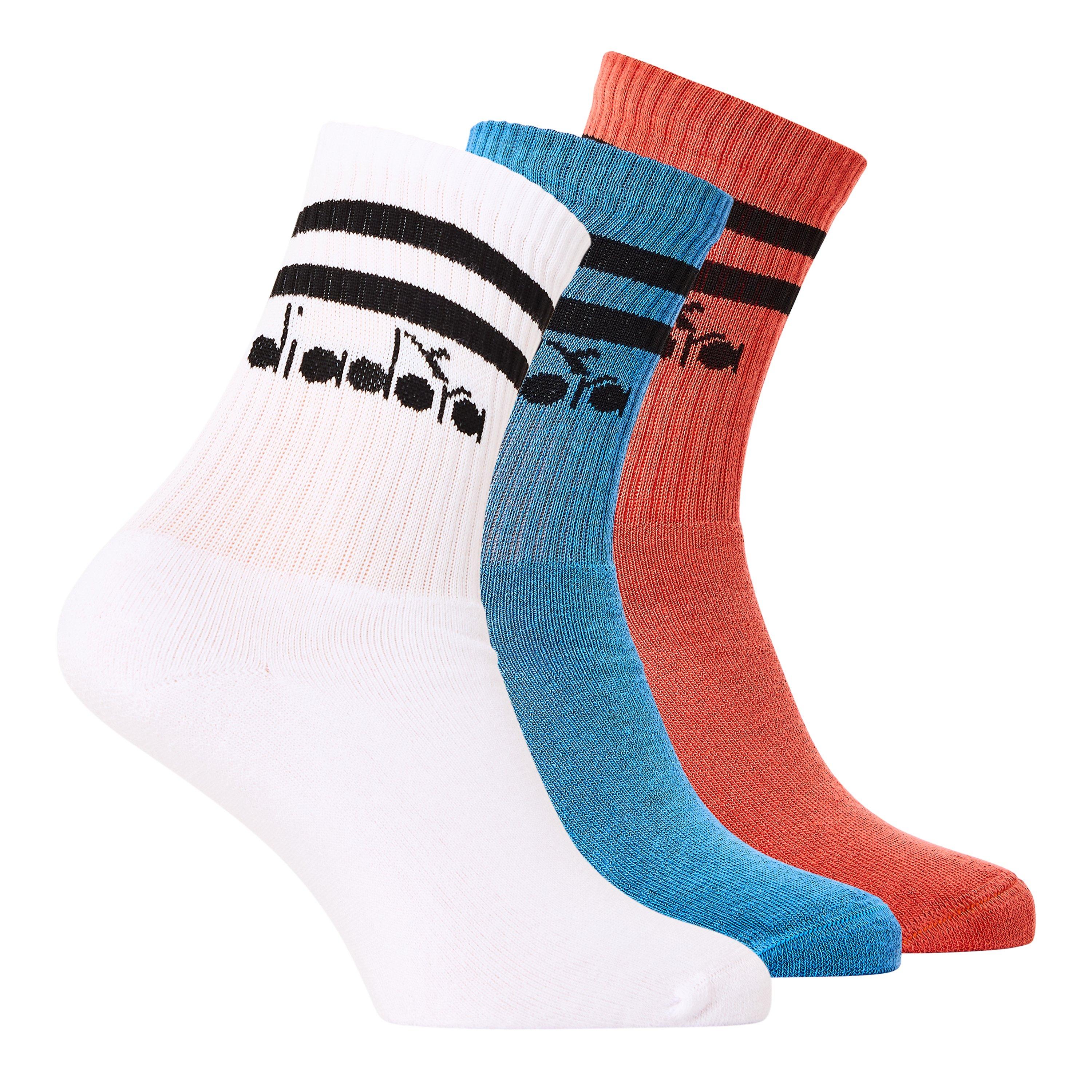 Diadora  Paura Crew Socks - Wht/Blu/Red - S