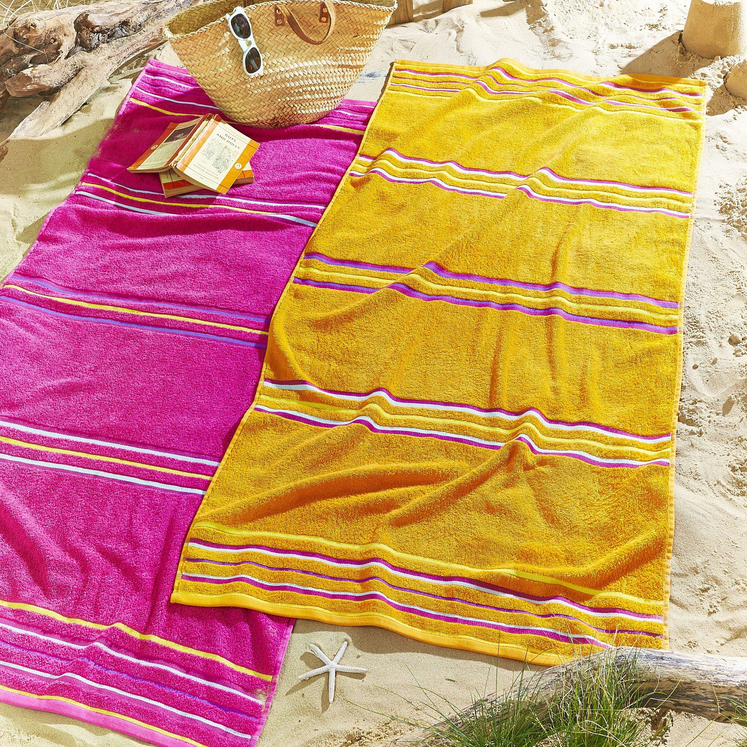 Catherine Lansfield  Rainbow Pairs Beach Towel Pair - Pink - 75x150cm