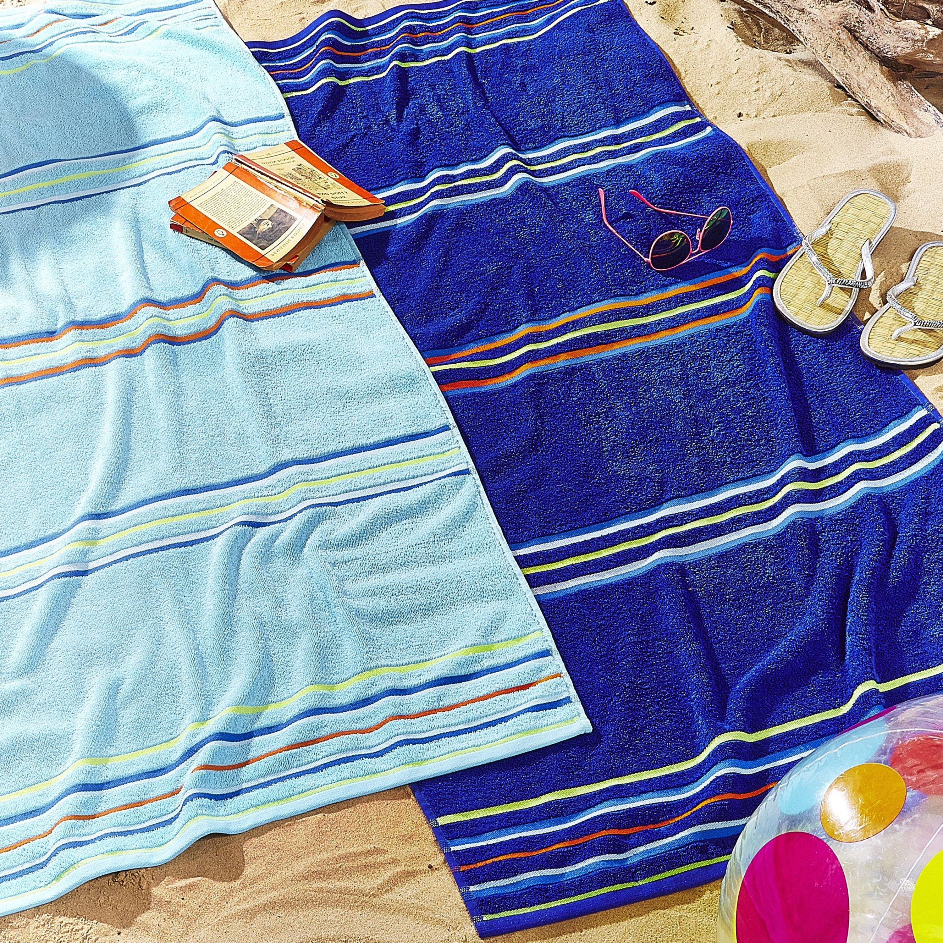Catherine Lansfield Men's Blue Rainbow Beach Towel Pair Light/Dark - Image 10