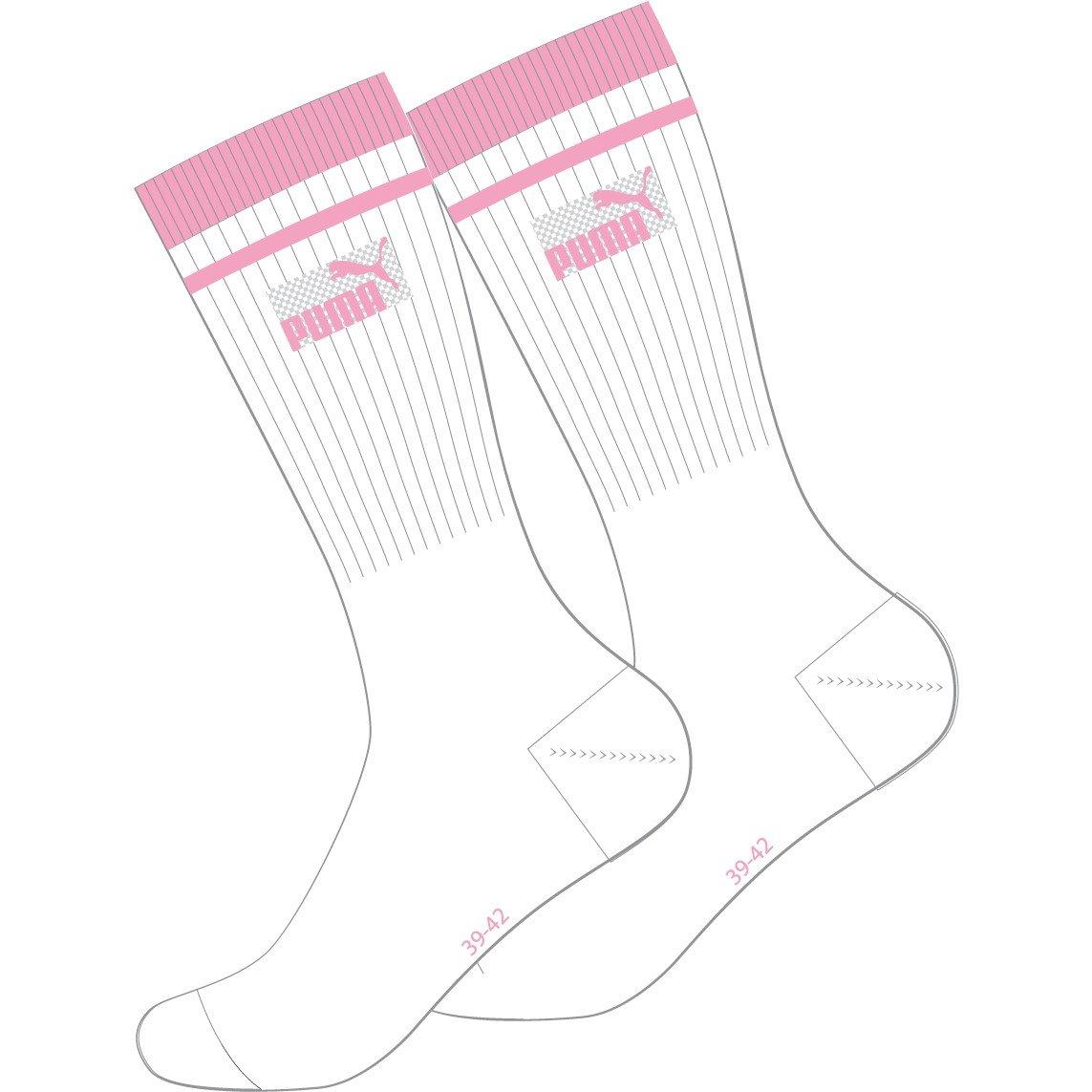 Puma  Crew Socks - White/Pink - 2.5–5
