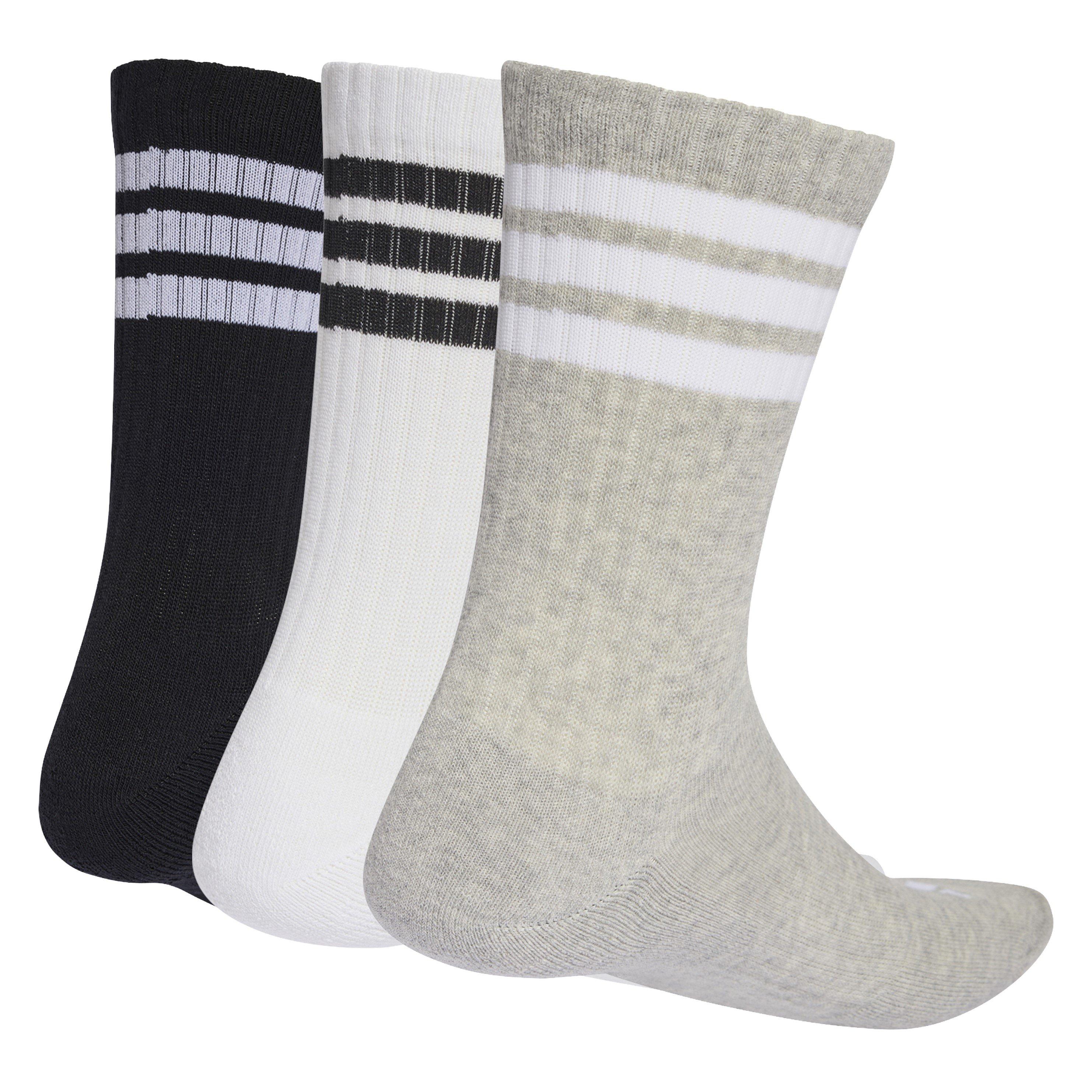Grigio/Bianco/Nero - adidas - Cushioned 3 Stripe Crew Sock 3 Pack Juniors - 2