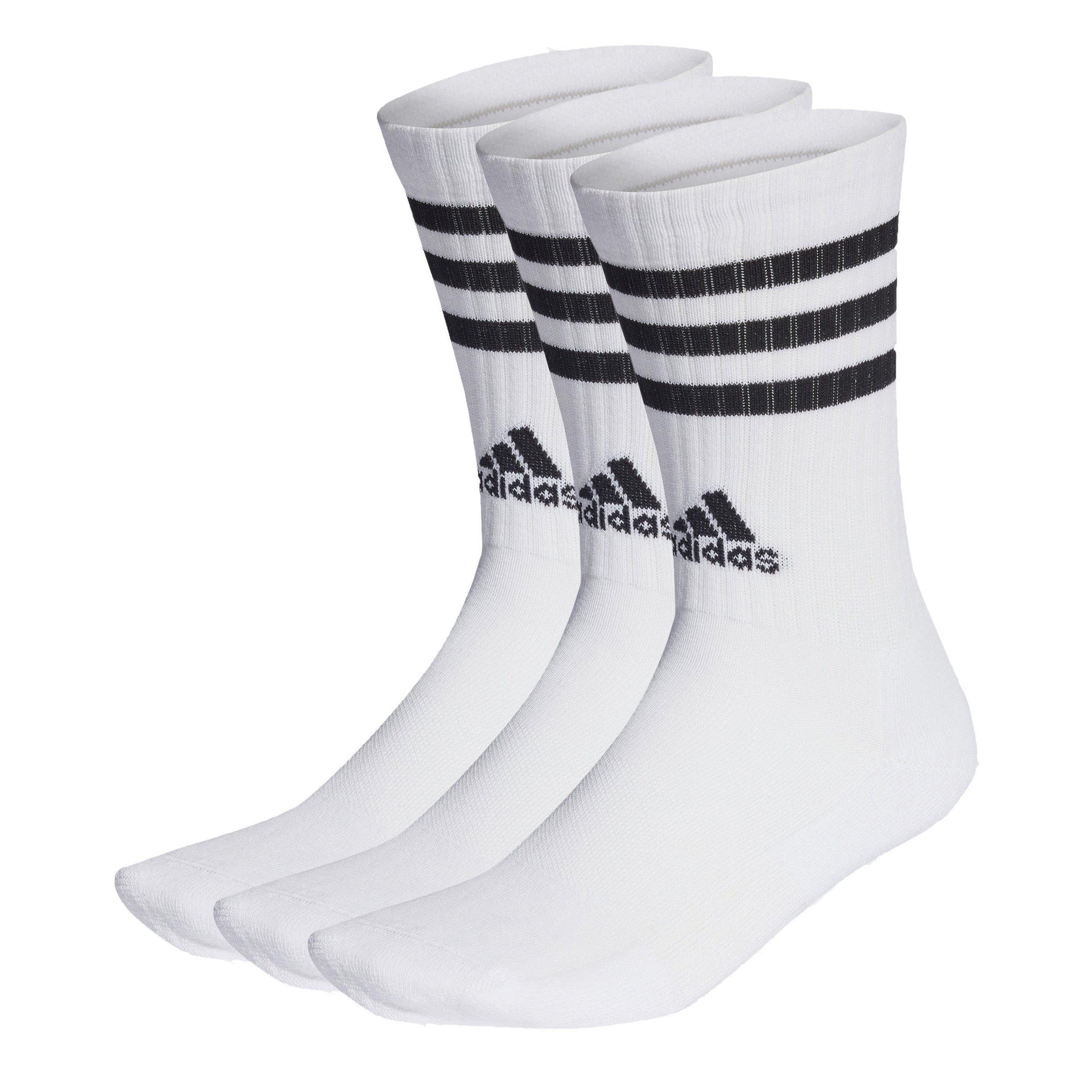 Bijelo/Crno - adidas - 3-Stripes Cushioned Crew Socks 3 Pairs