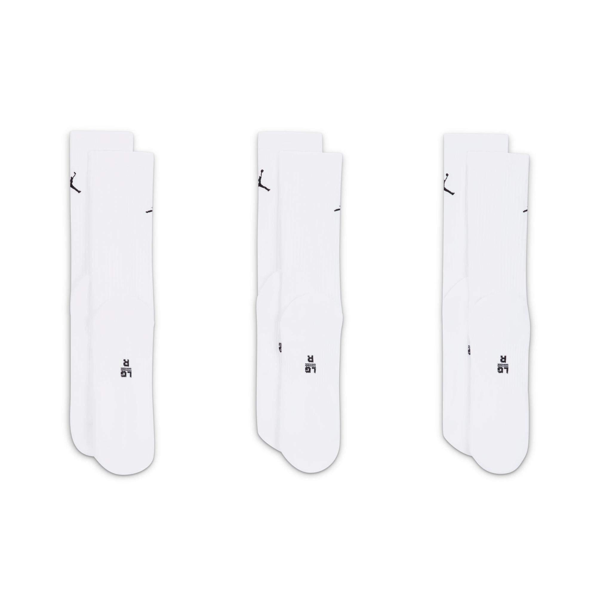 White/Black - Nike - Jordan Adults Everyday Crew Socks 3 Pairs - 5