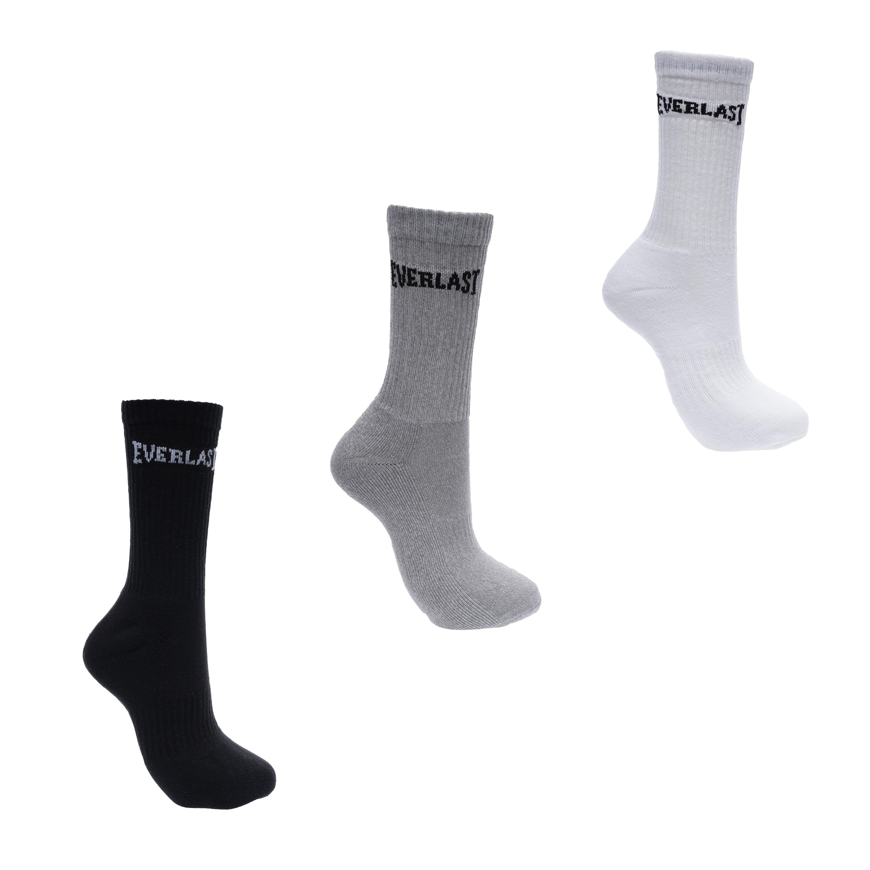 Everlast Men's 3 Pack Crew Socks - Blk/Gry/Whi - Mens 7-11