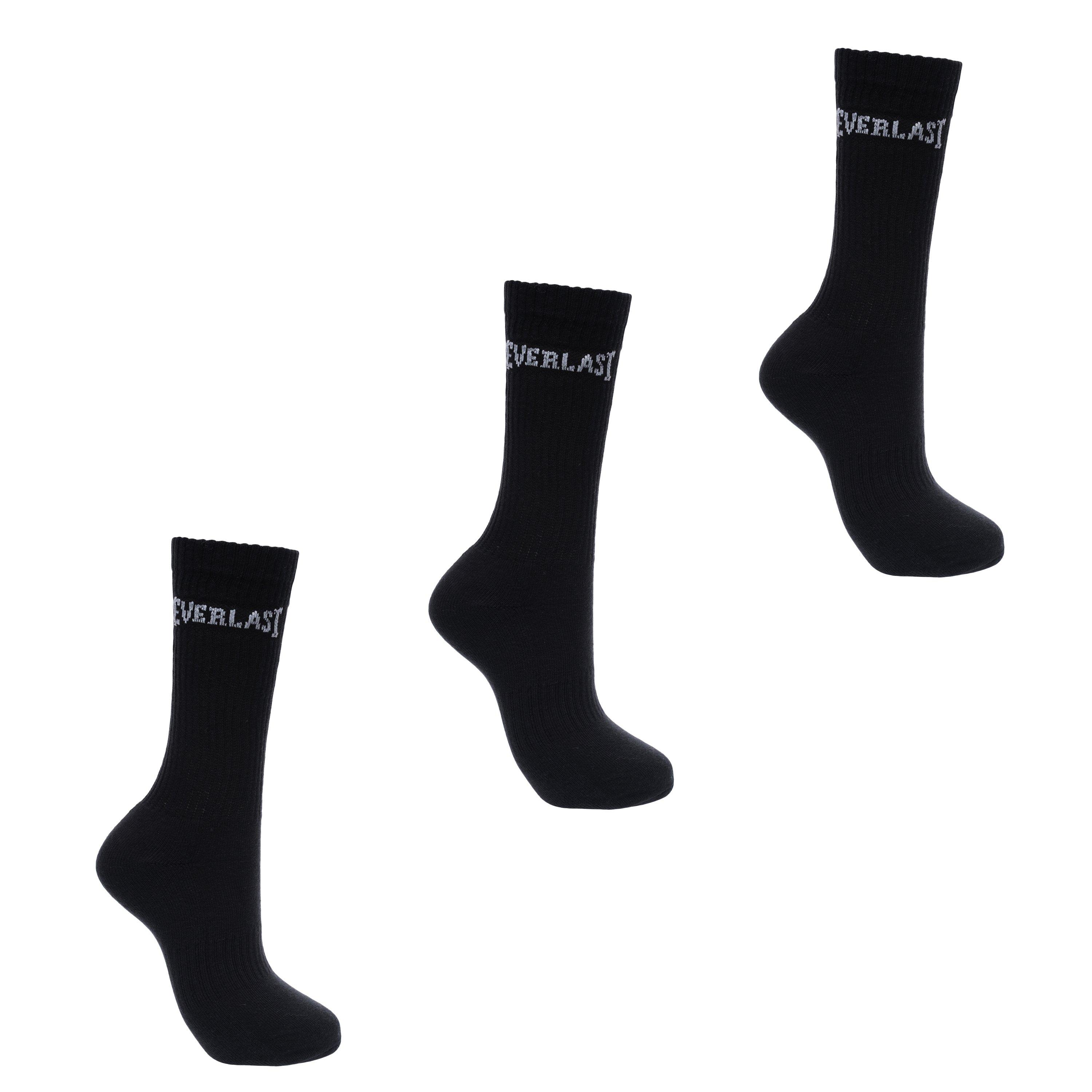 Everlast Men's 3 Pack Crew Socks - Black - Mens 12+