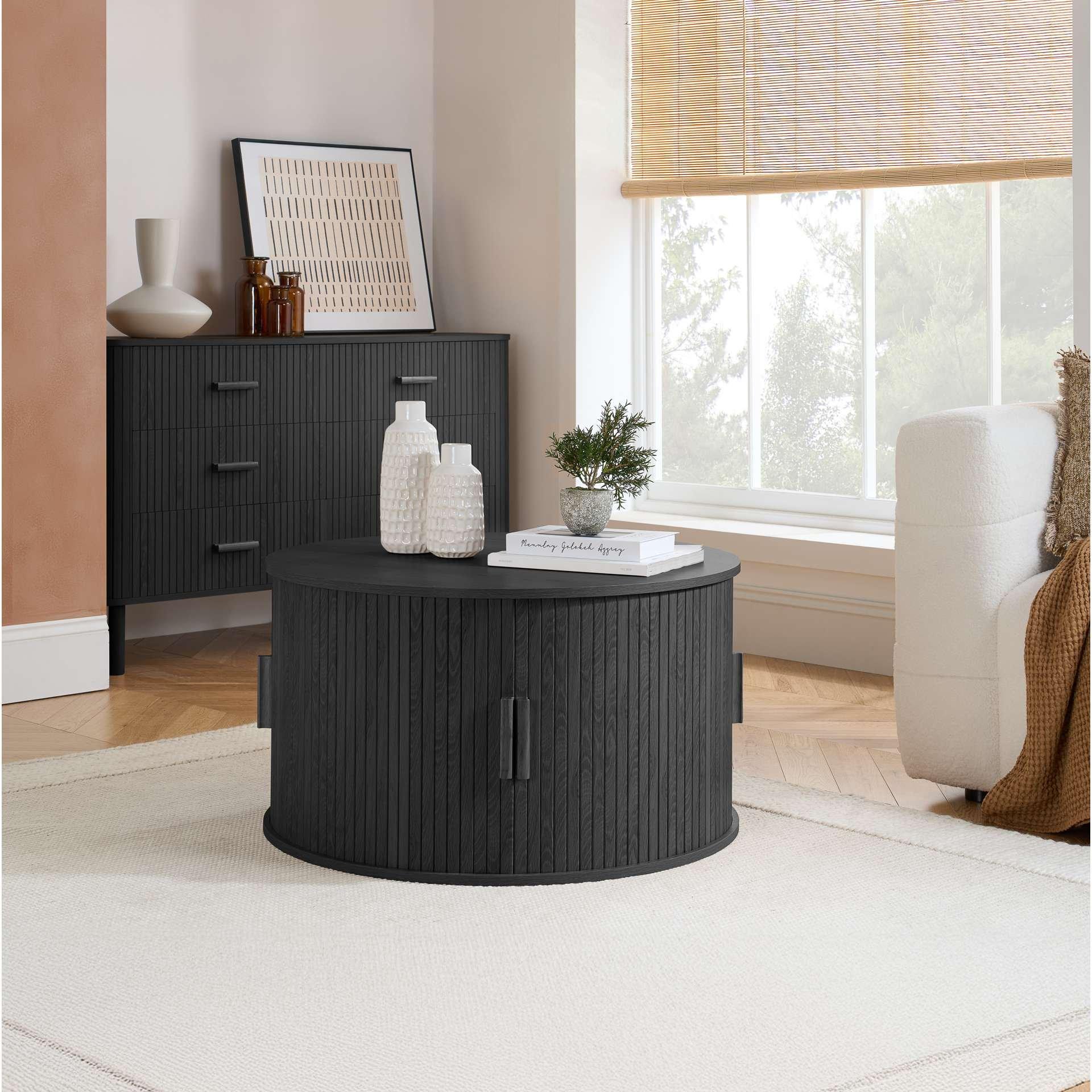 Axel Round Fluted Coffee Table with Storage
