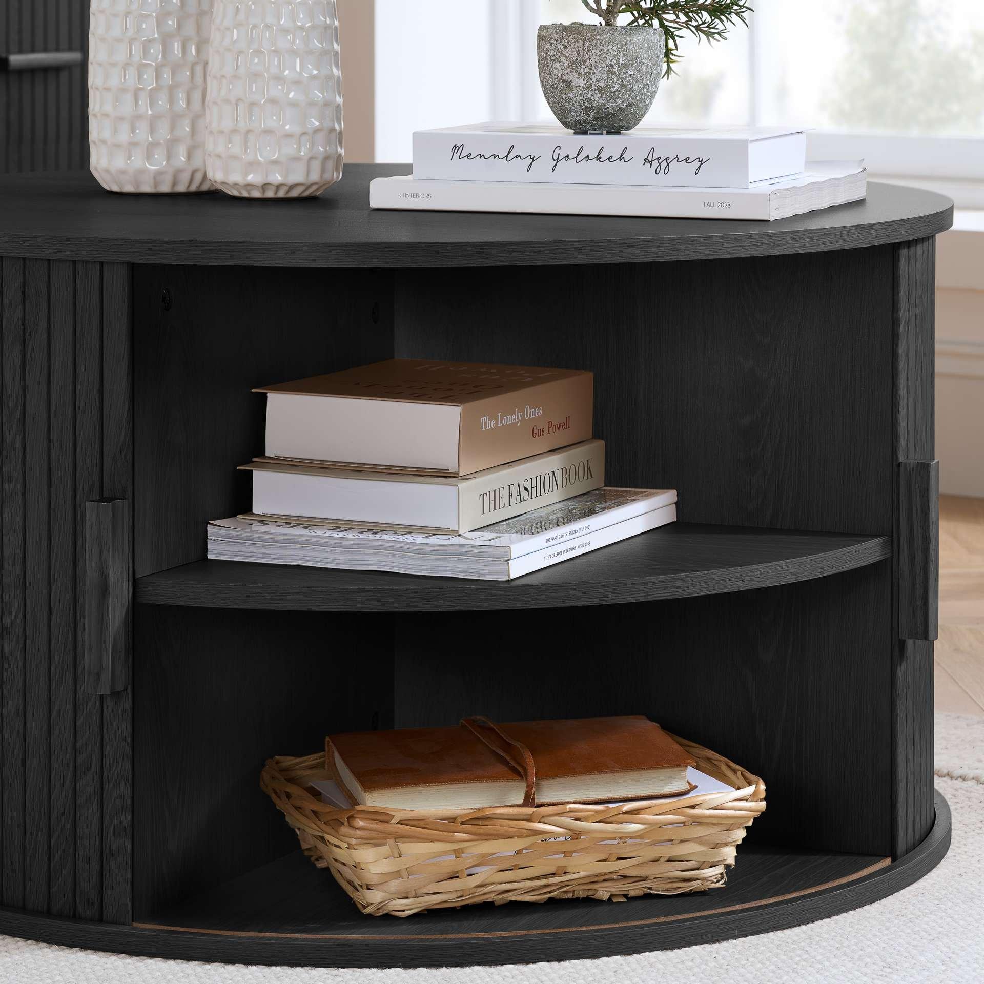 Black - Birlea - Axel Round Fluted Coffee Table with Storage - 3