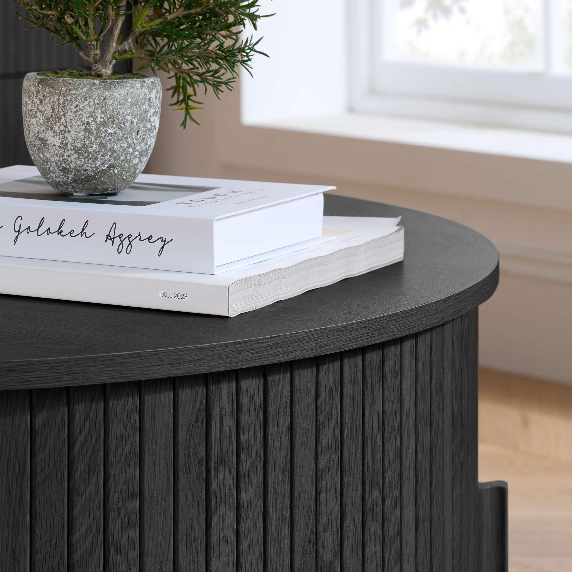 Black - Birlea - Axel Round Fluted Coffee Table with Storage - 5