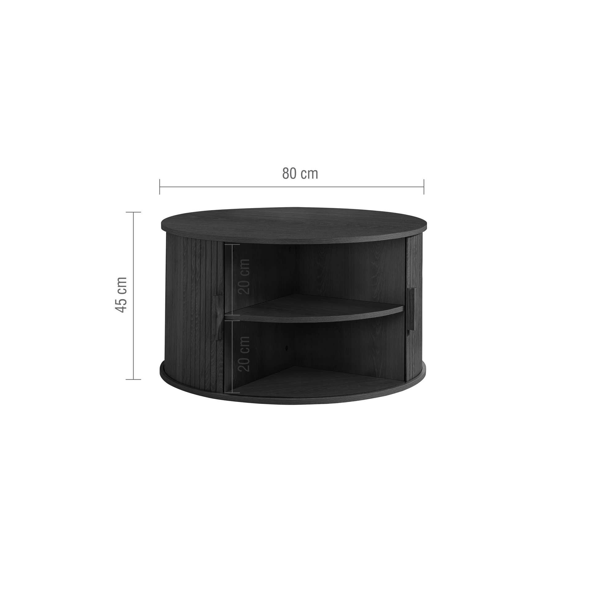 Black - Birlea - Axel Round Fluted Coffee Table with Storage - 8
