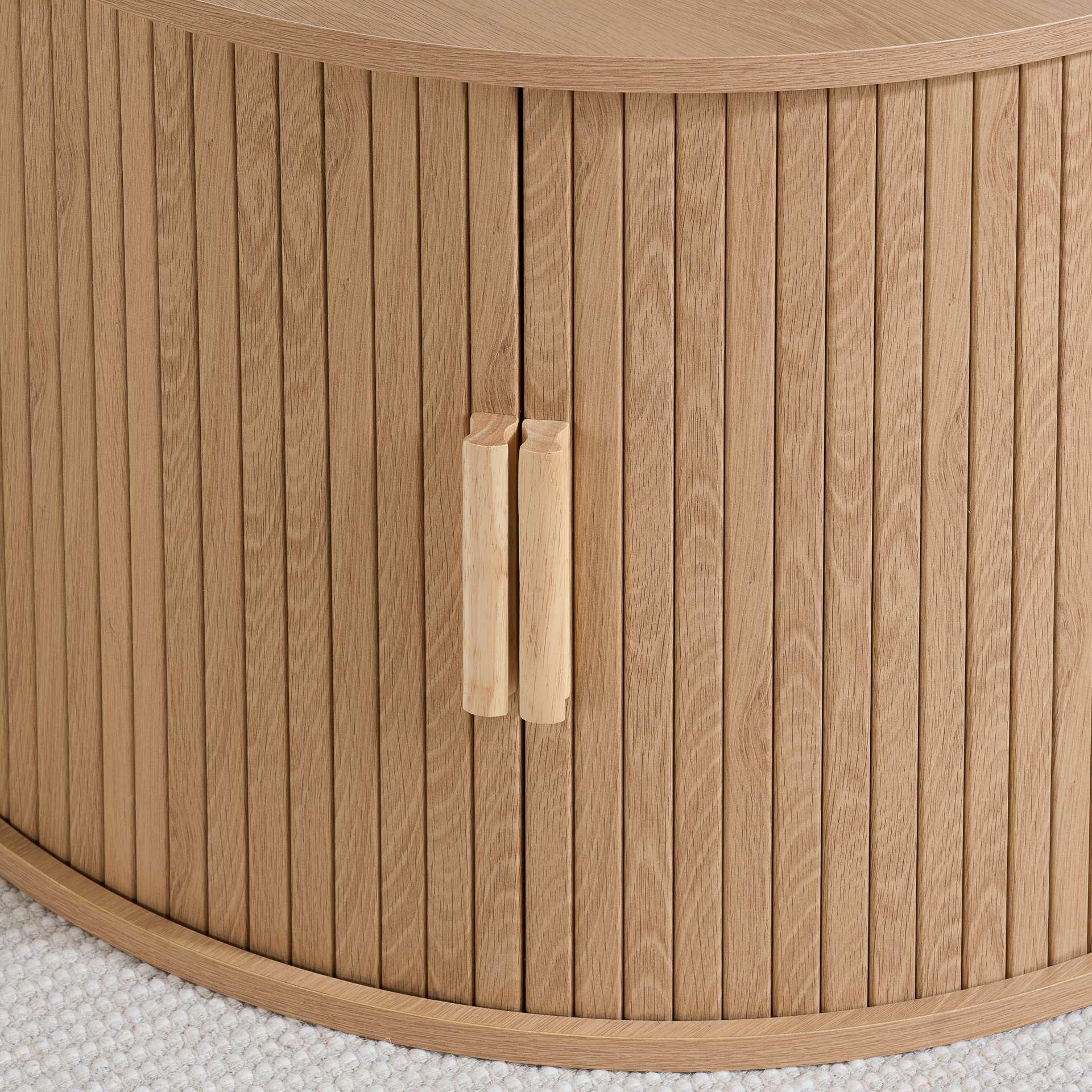 Brown - Birlea - Axel Round Fluted Coffee Table with Storage - 4