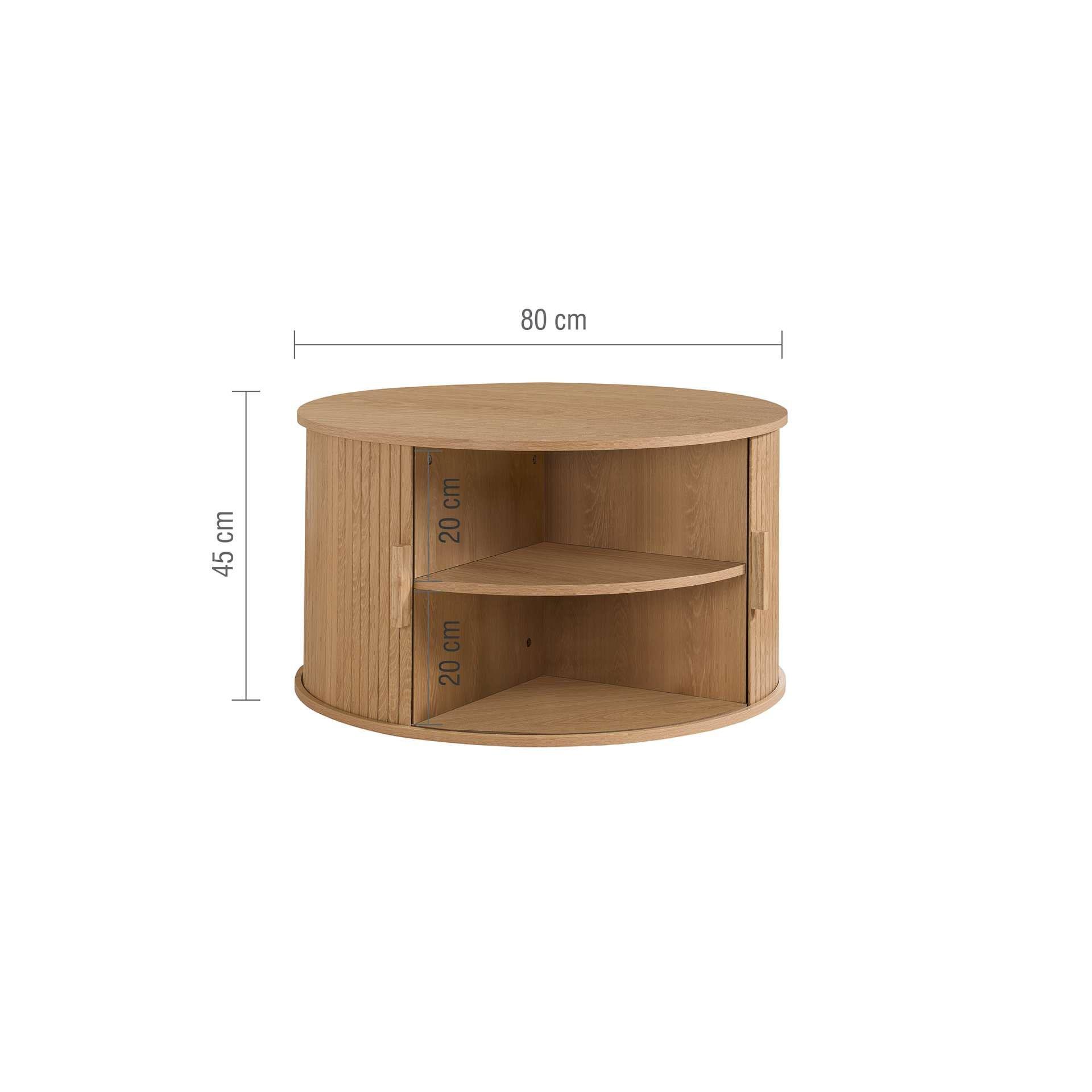 Brown - Birlea - Axel Round Fluted Coffee Table with Storage - 8