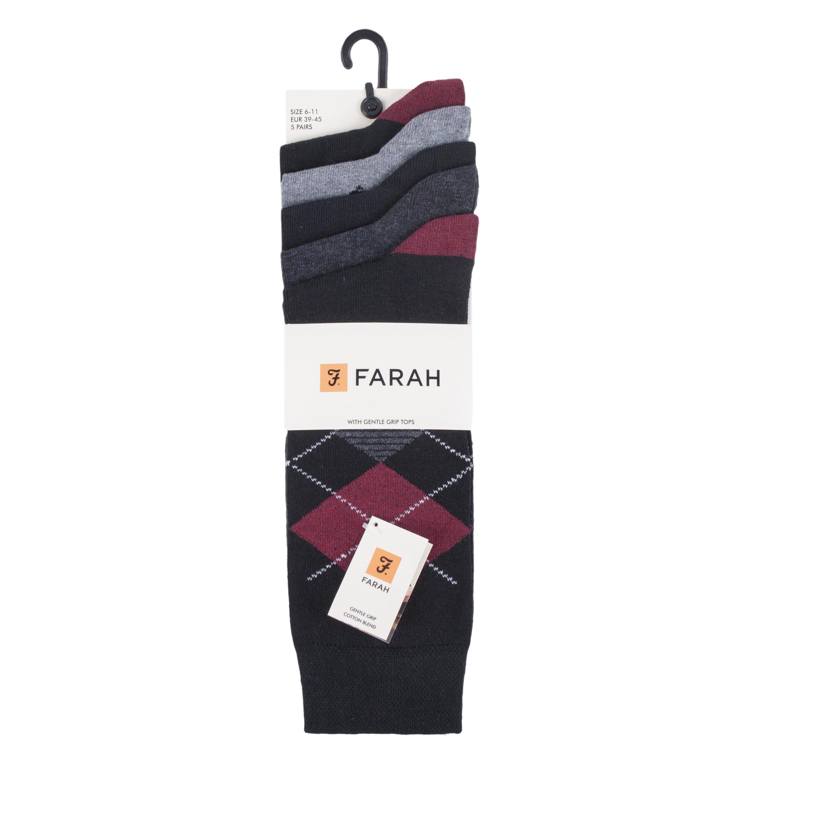 Black/Berry - Farah - 5Pk Argyl Sock Sn00 - 2
