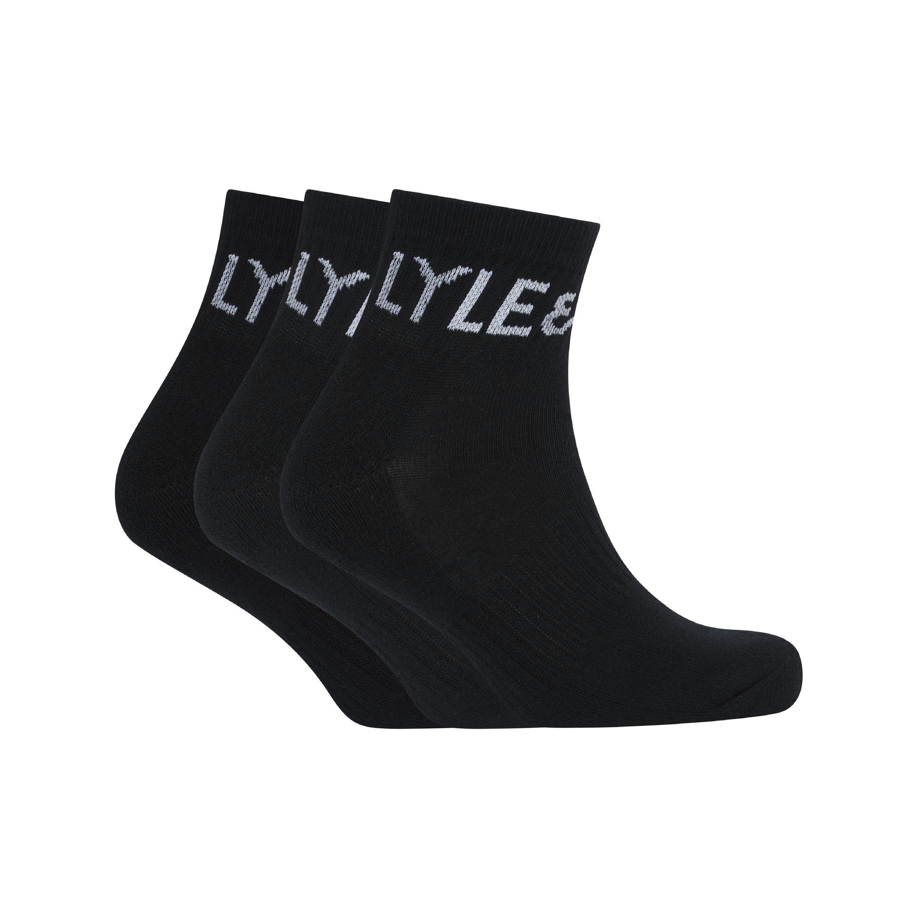 Lyle And Scott Men's Sammy Cotton Crew Socks 3 Pack - Black - Mens 7-11