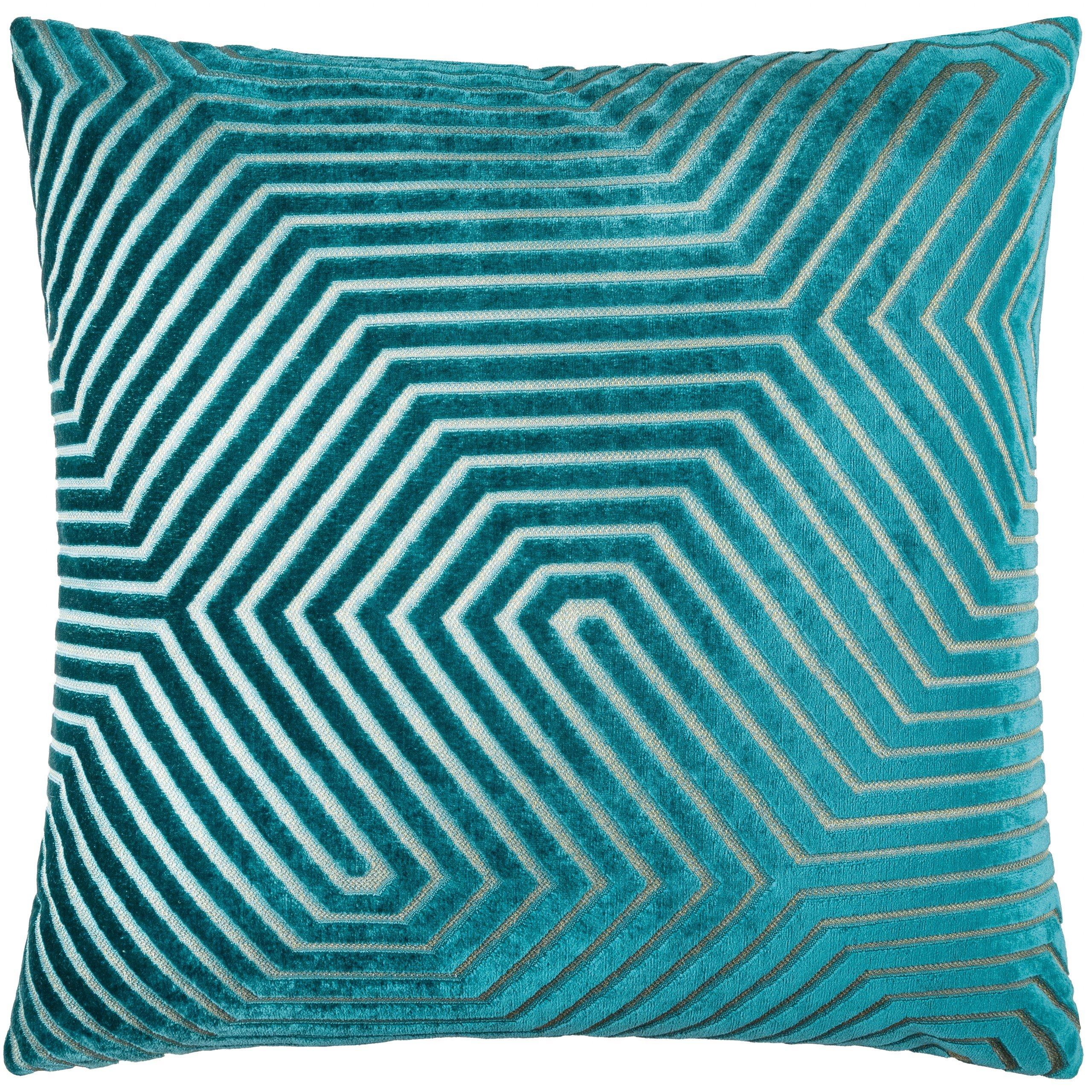 Teal - Paoletti - Evoke Cut Velvet Feather Filled Cushion - 1