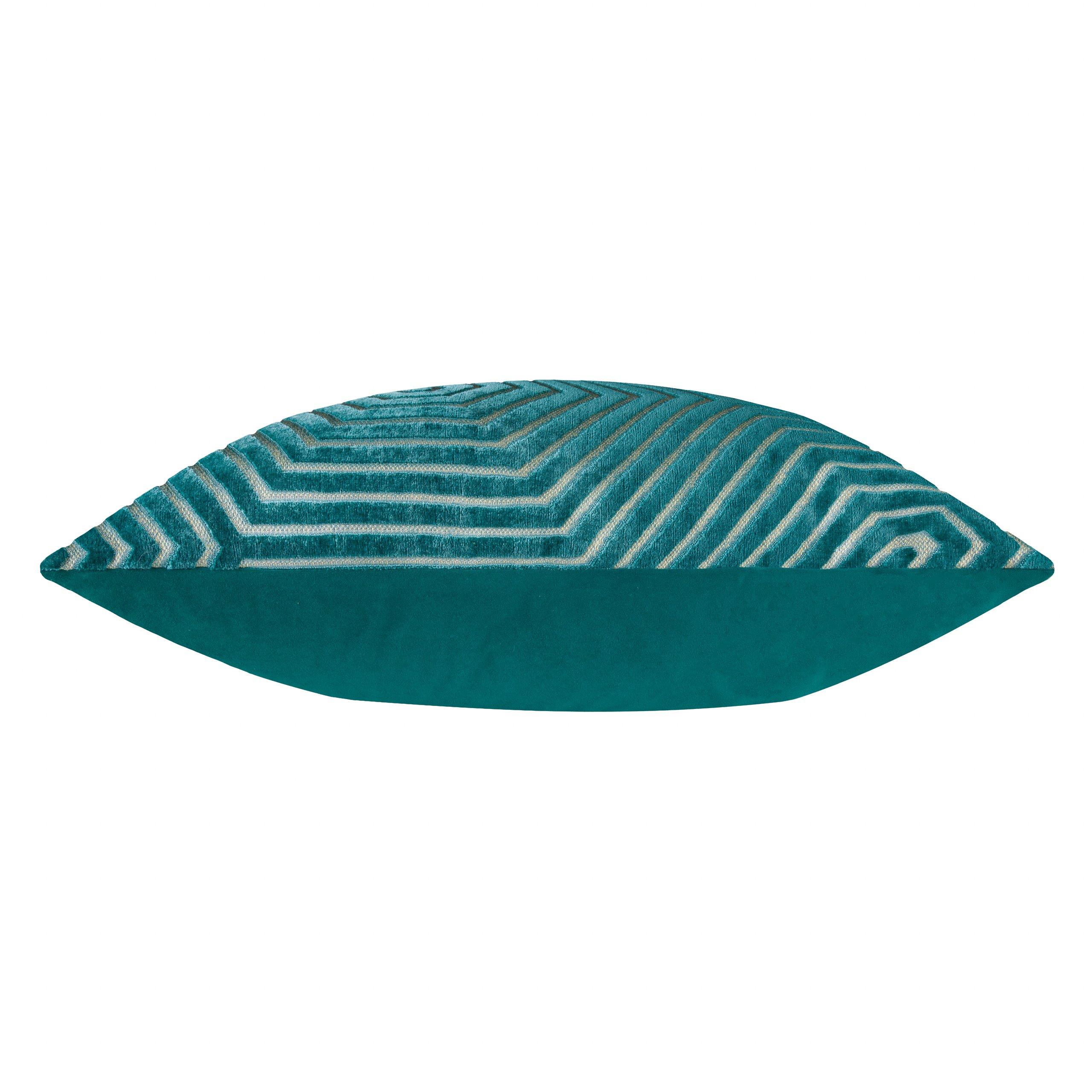 Teal - Paoletti - Evoke Cut Velvet Feather Filled Cushion - 5