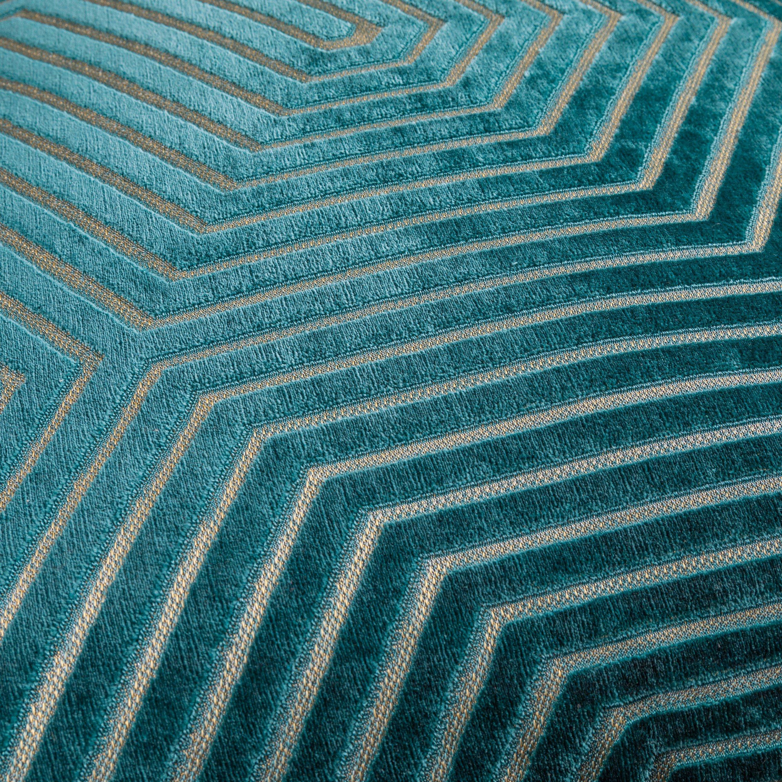 Teal - Paoletti - Evoke Cut Velvet Feather Filled Cushion - 6