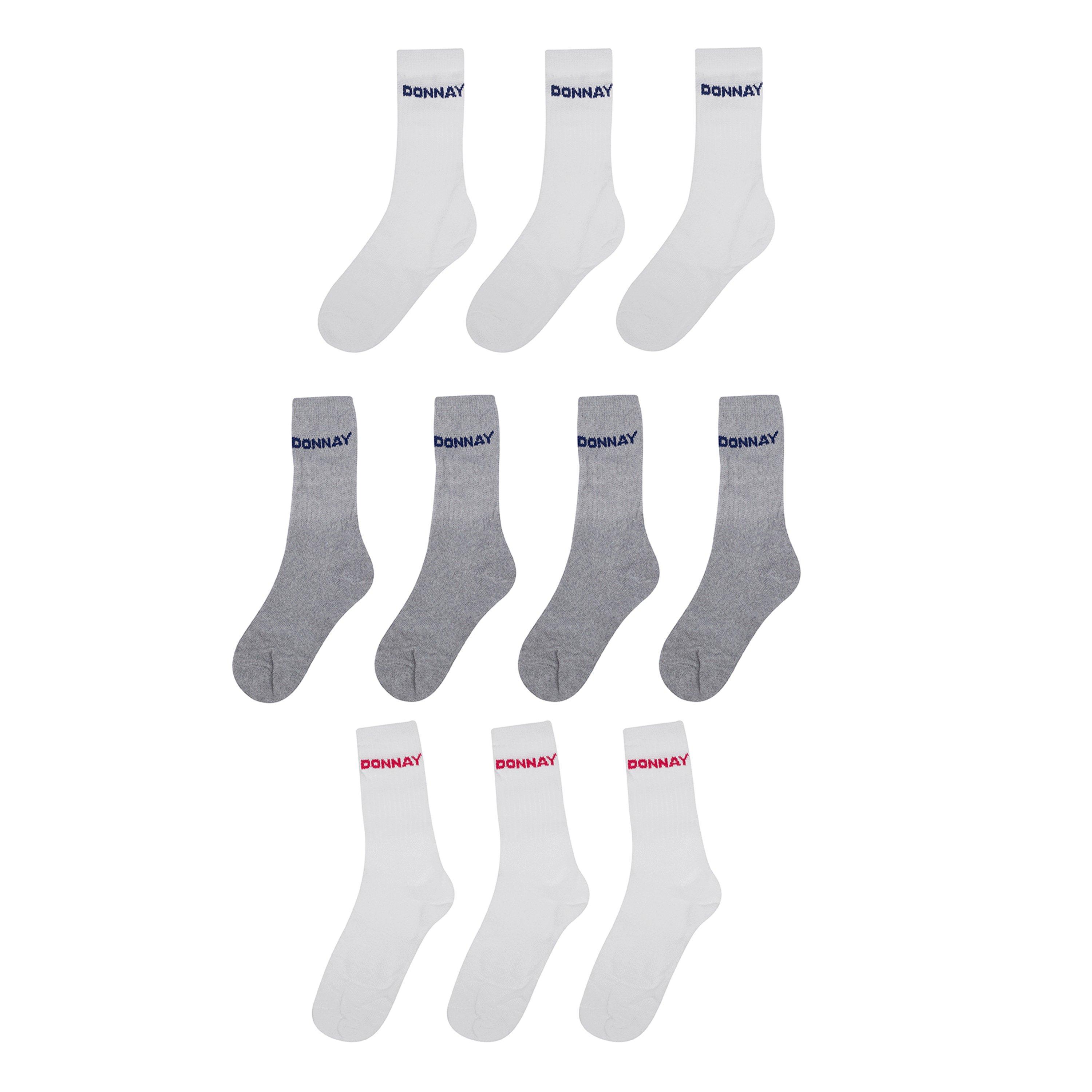 Donnay  Kids 10 Pack Crew Socks Children - White - Chd C8-C13