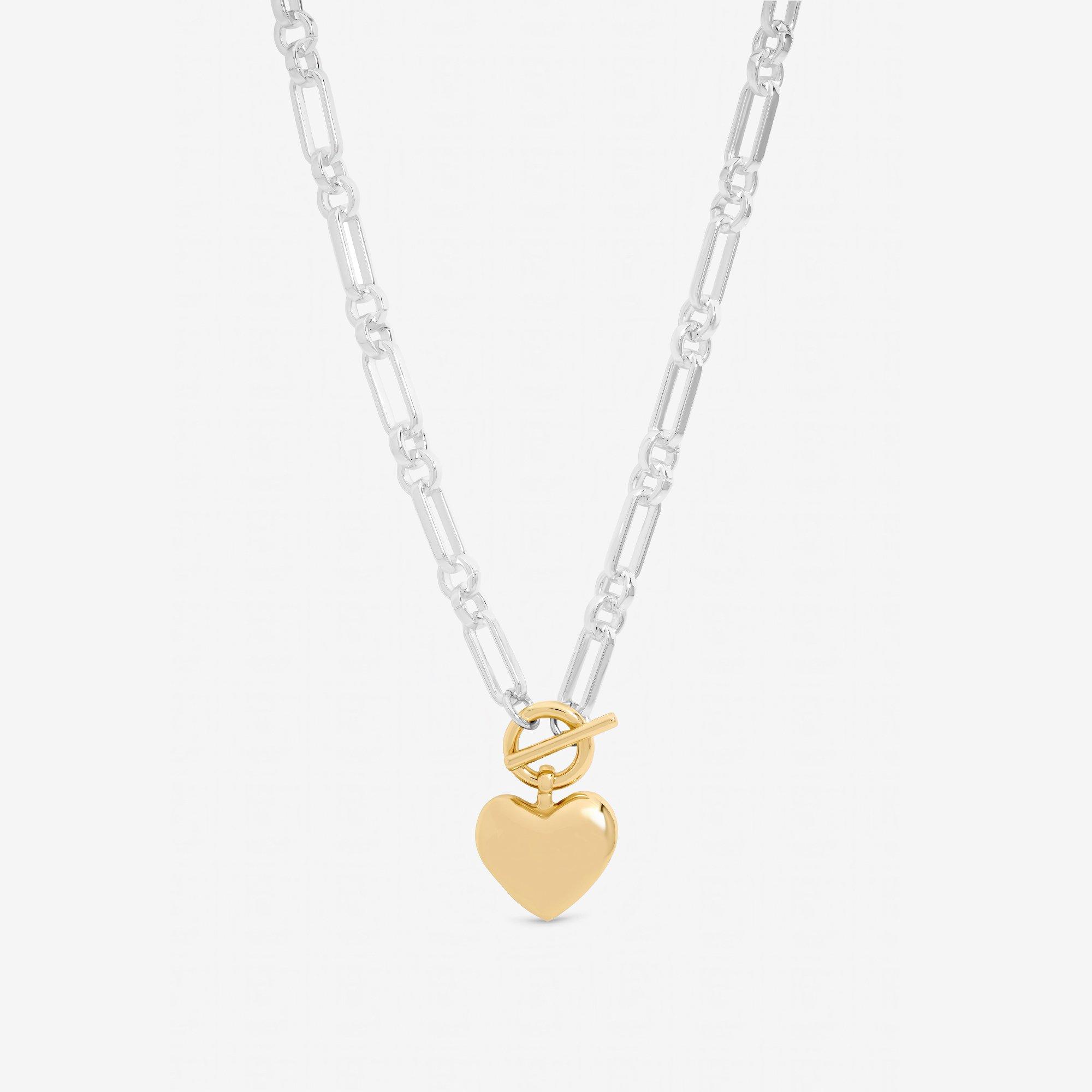 Gold - Mood - Two Tone Heart Link Necklace
