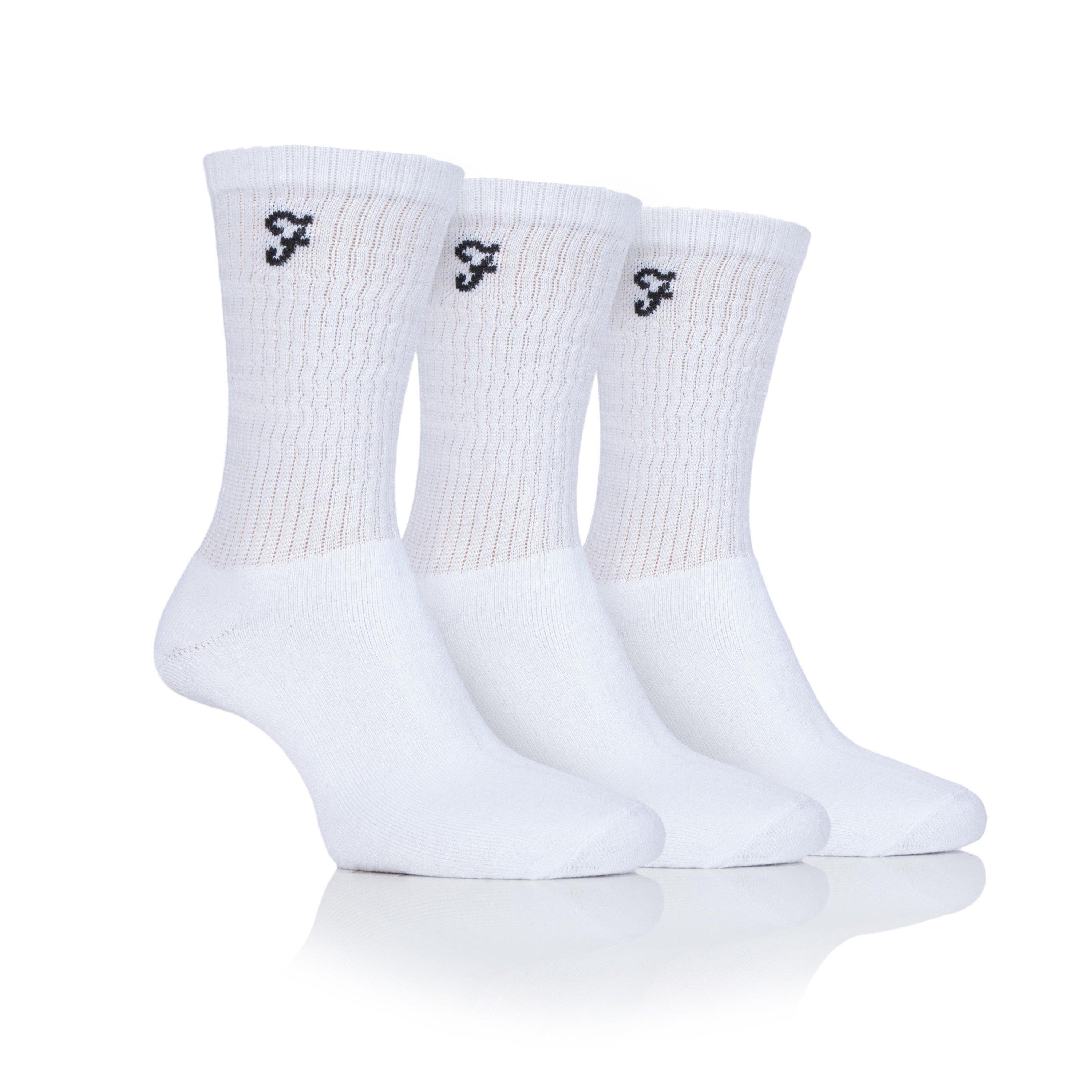 Farah Men's Cushi Crew Socks - White - Mens 6-11