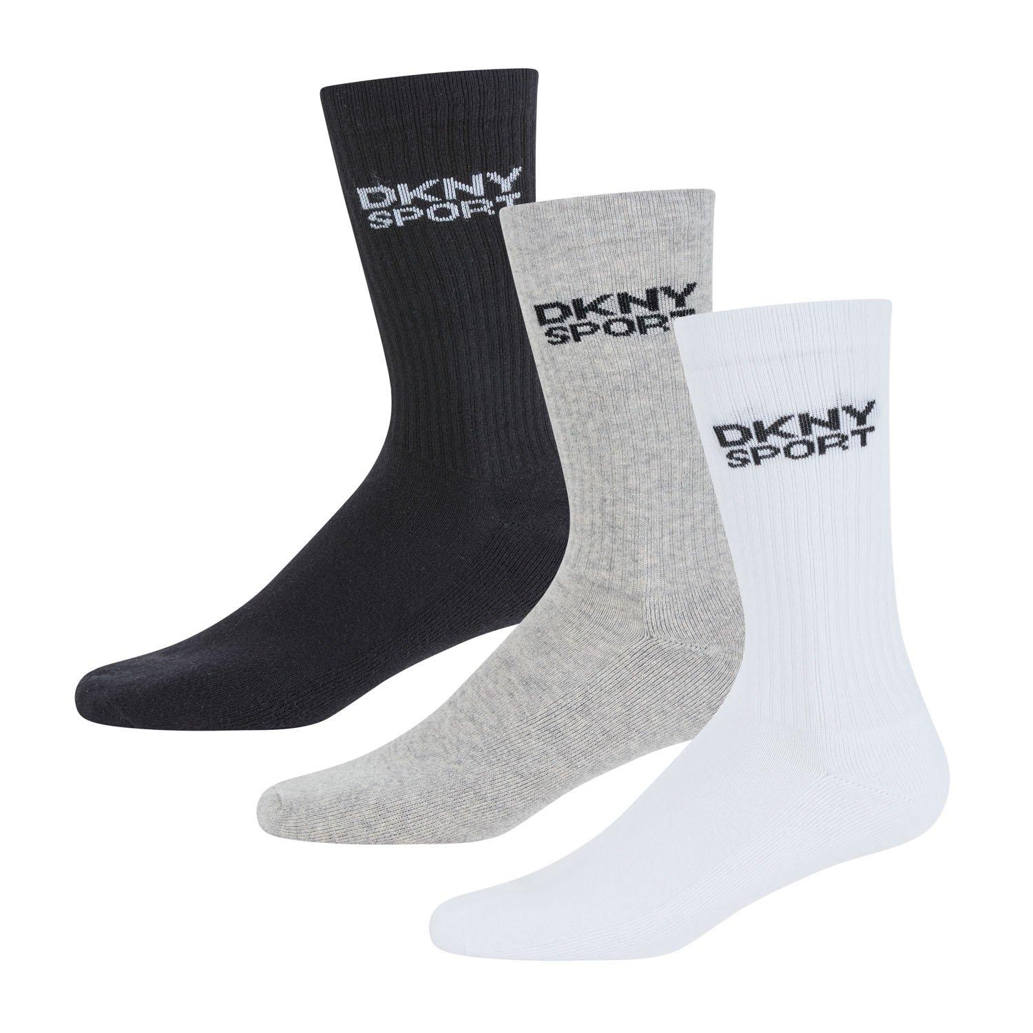 Dkny Men's 3 Pack Sports Socks Radde - Blk/Wht/Grey - Mens 7-11