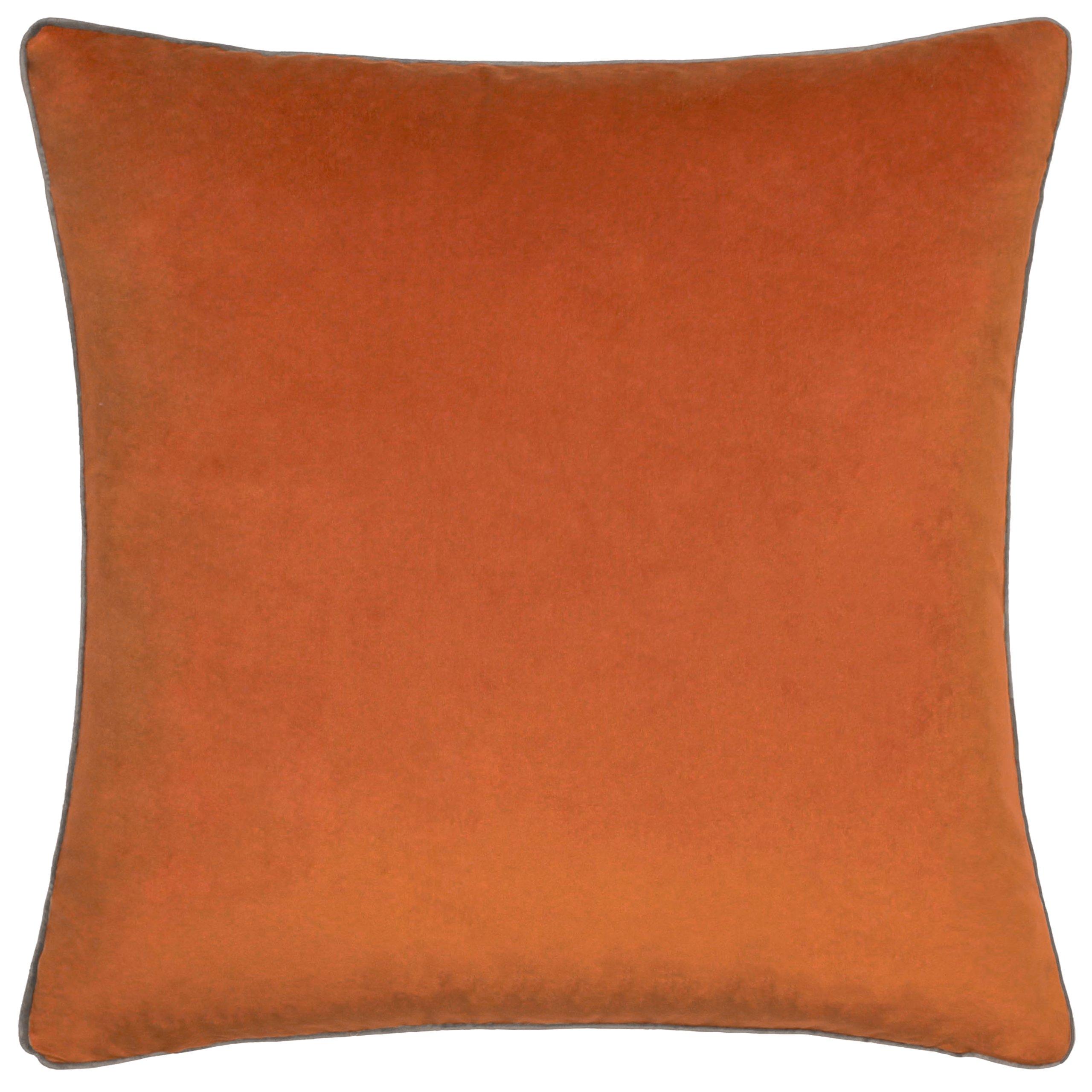 Pumpkin/Mocha - Furn - Meridian Velvet Fibre Filled Cushion - 1