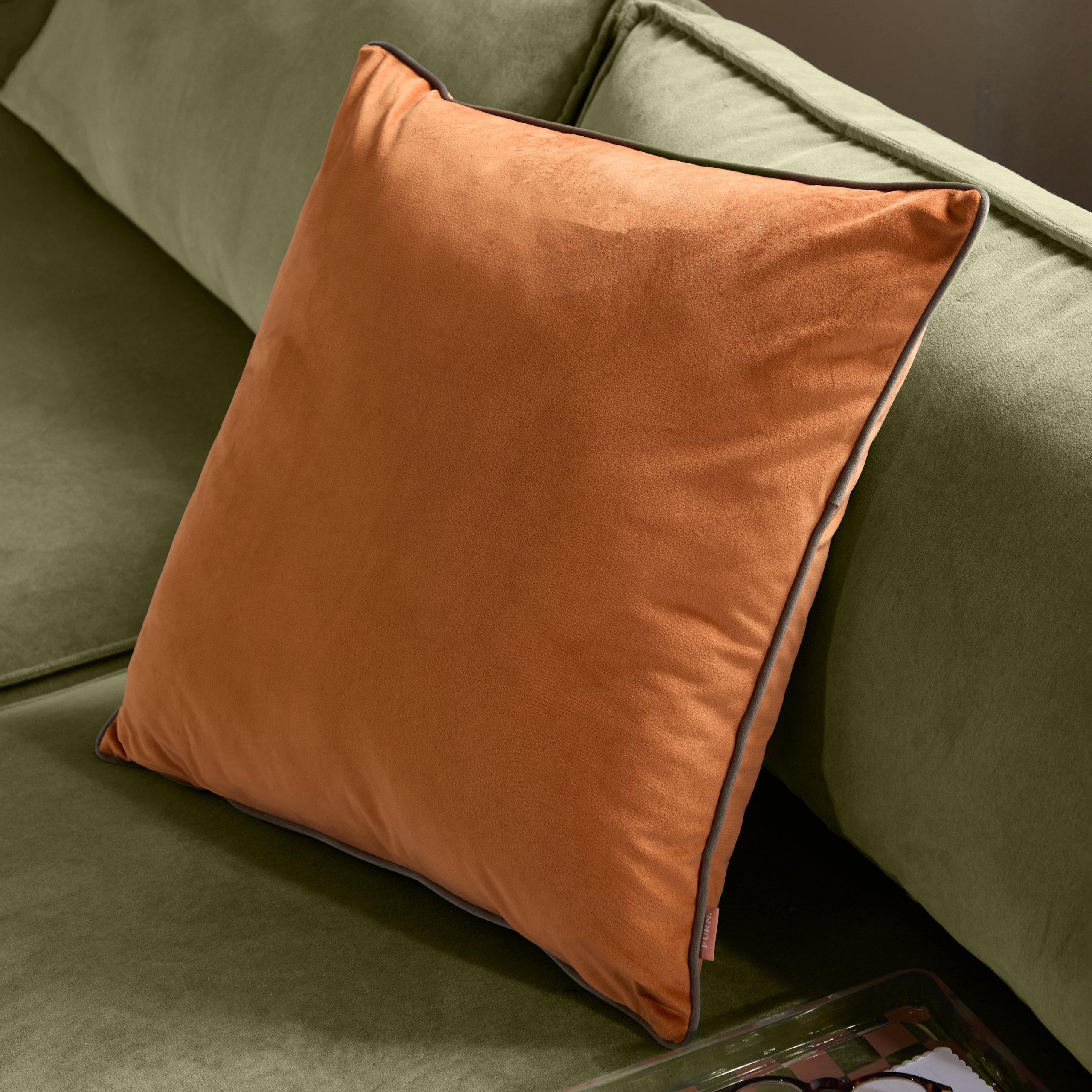 Pumpkin/Mocha - Furn - Meridian Velvet Fibre Filled Cushion - 2