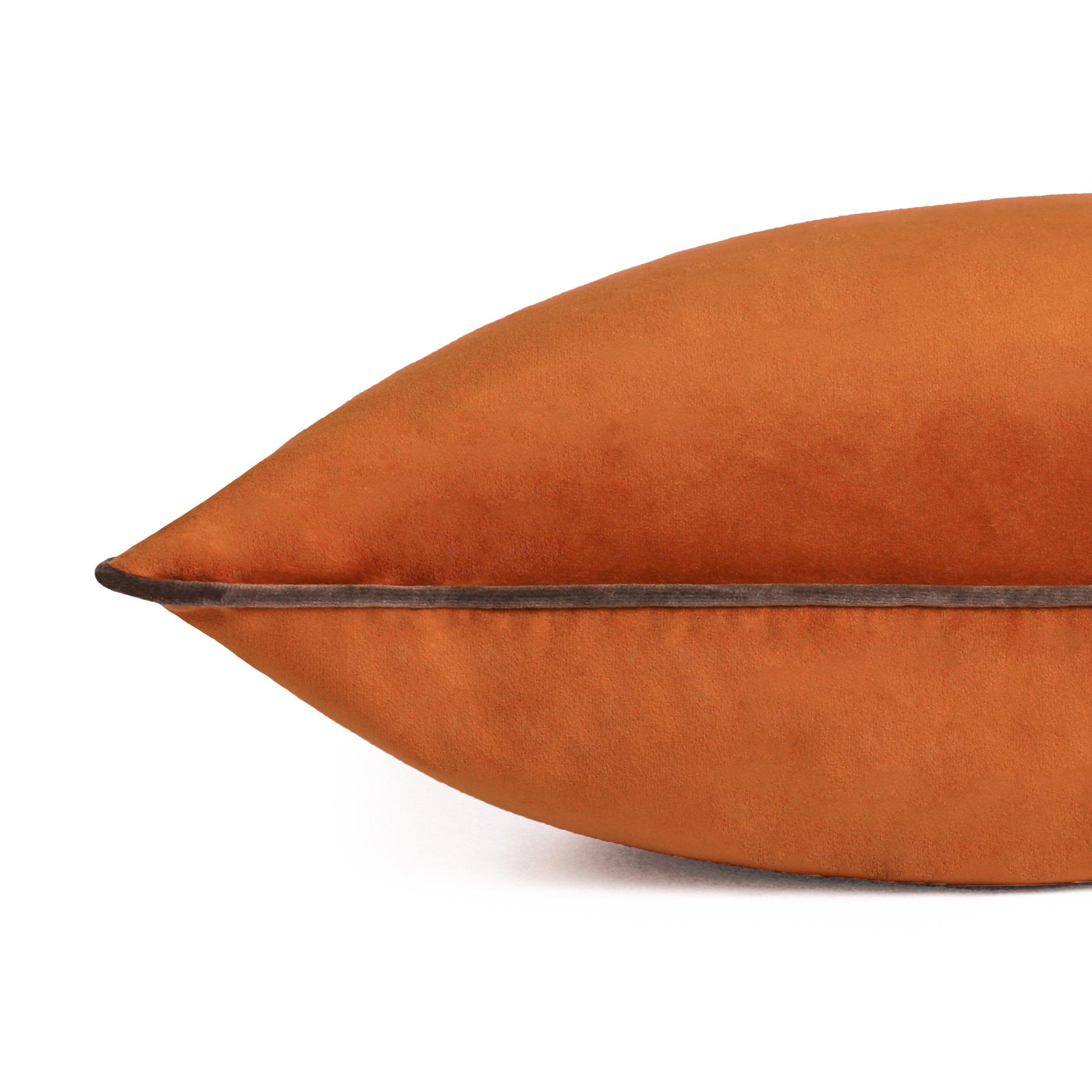 Pumpkin/Mocha - Furn - Meridian Velvet Fibre Filled Cushion - 5