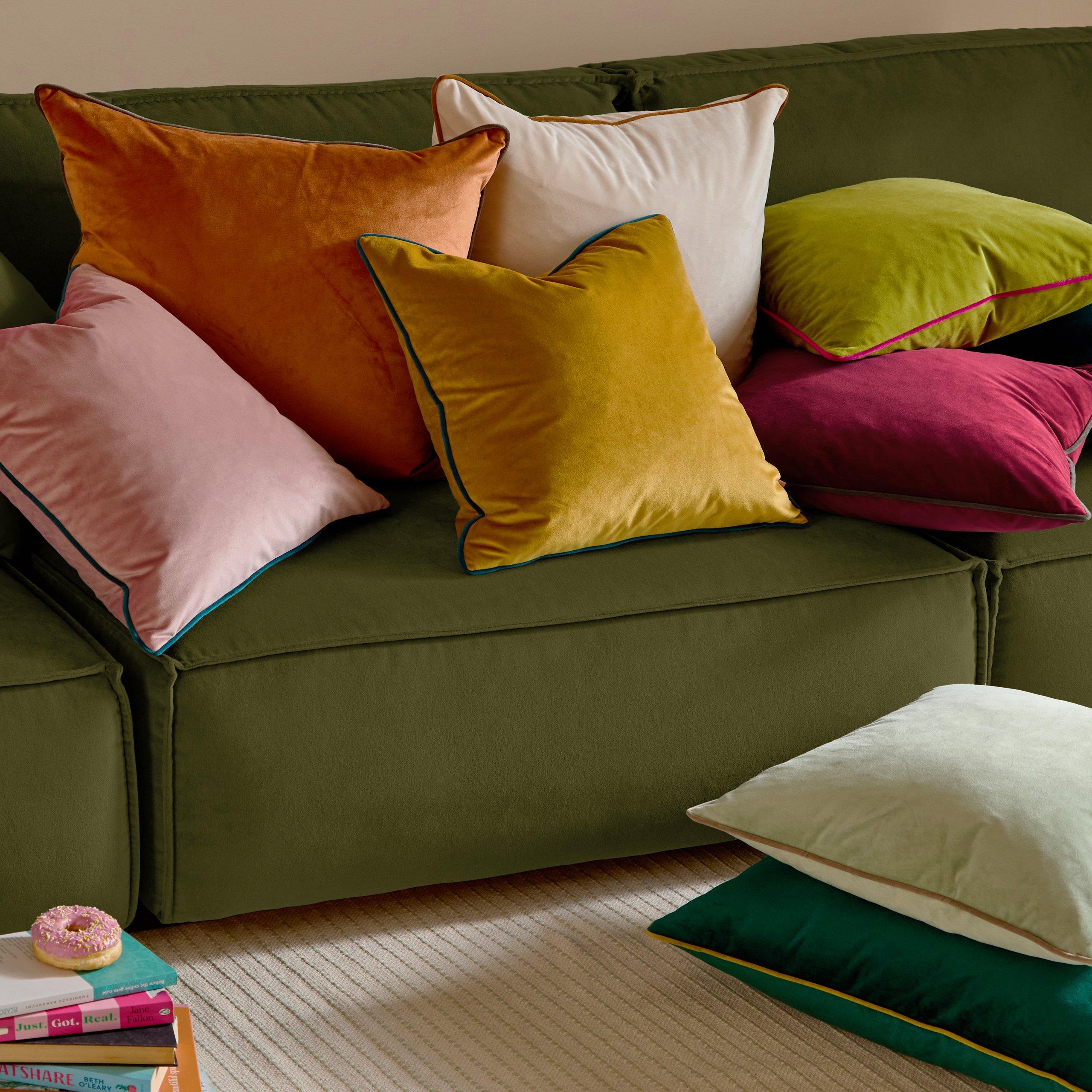 Pumpkin/Mocha - Furn - Meridian Velvet Fibre Filled Cushion - 6