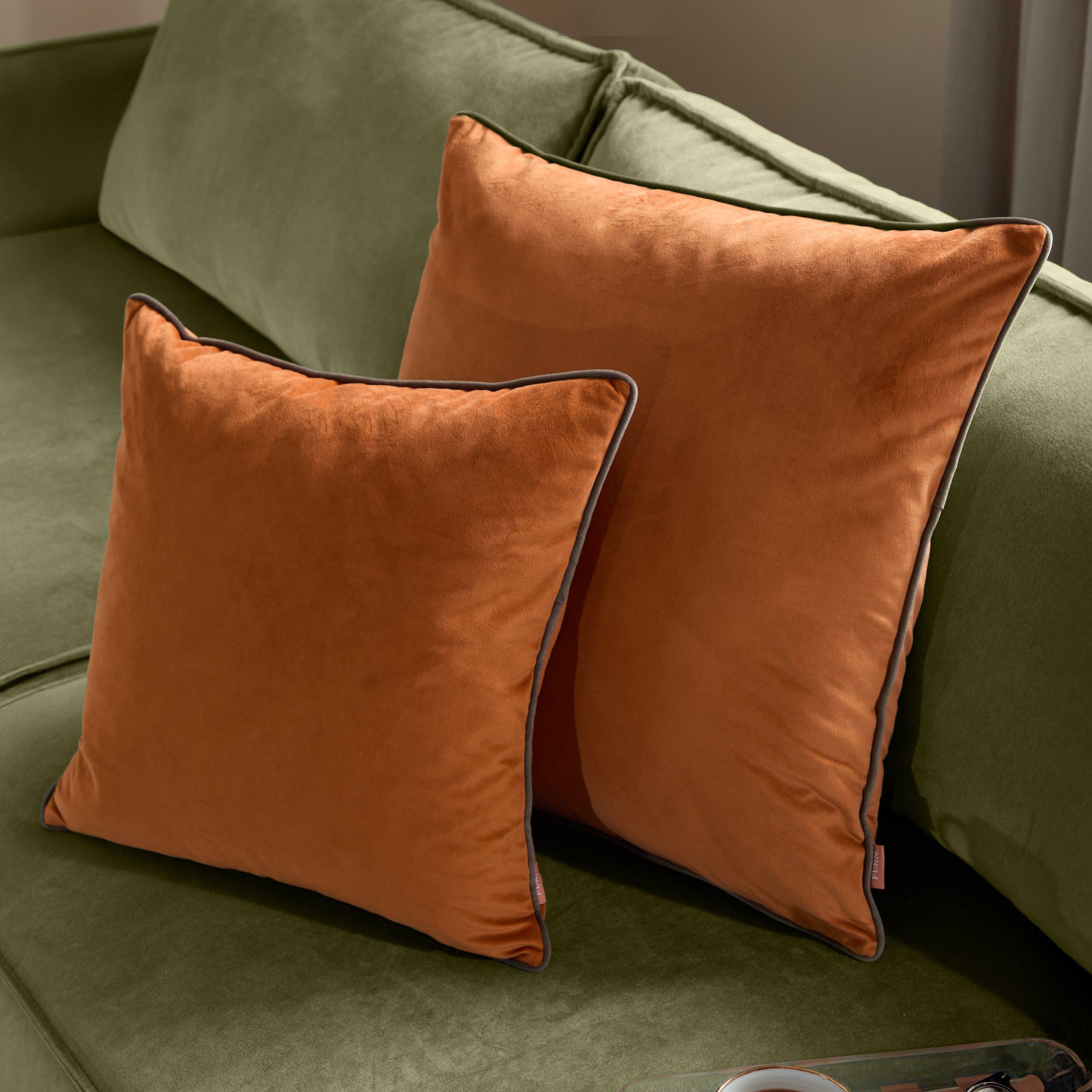 Pumpkin/Mocha - Furn - Meridian Velvet Fibre Filled Cushion - 7
