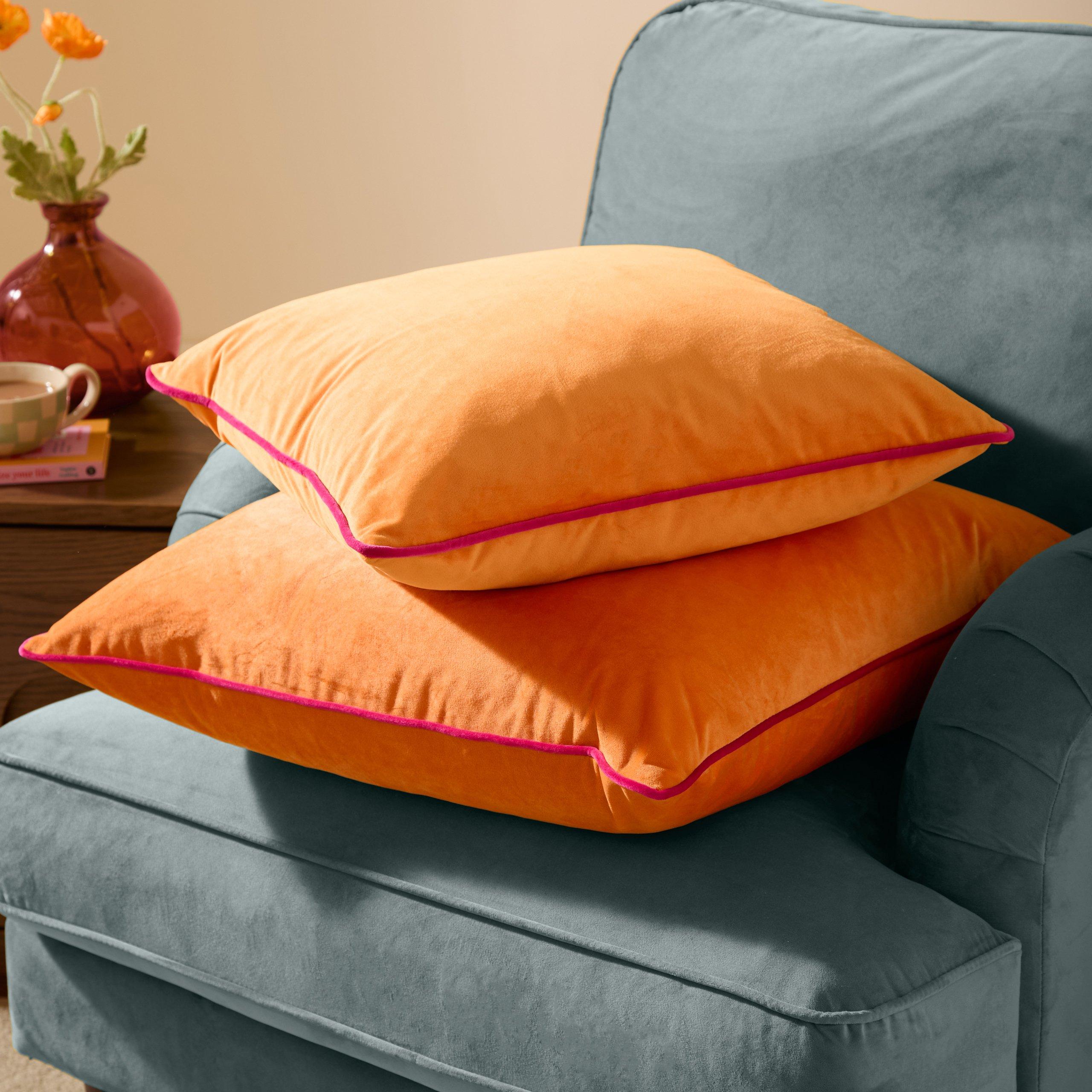 Clementine/Hot - Furn - Meridian Velvet Fibre Filled Cushion - 6