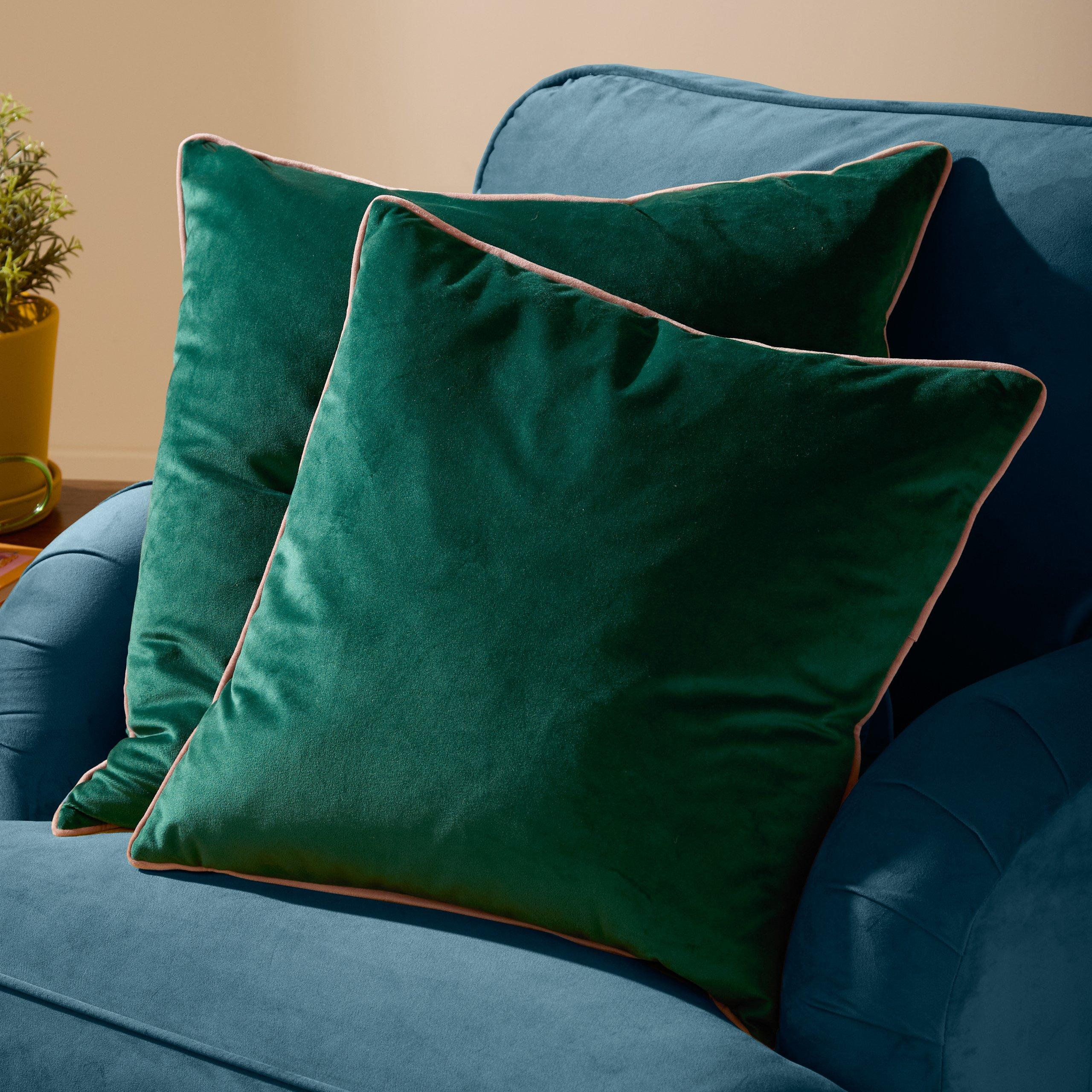 Emerald/Blush - Furn - Meridian Velvet Fibre Filled Cushion - 6