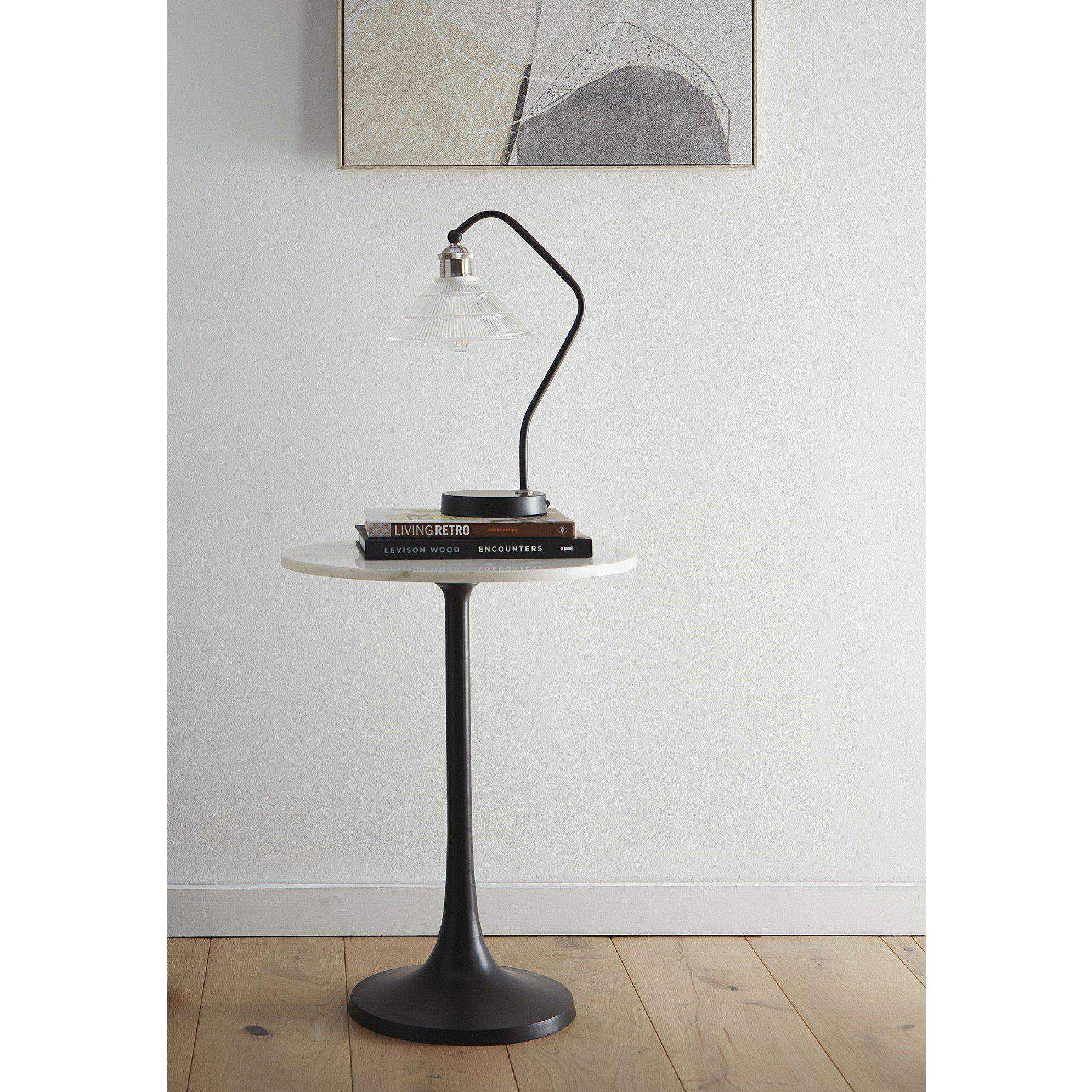 Black - K Living - Dana Black and Satin Nickel Table Lamp Glass Shade - 1