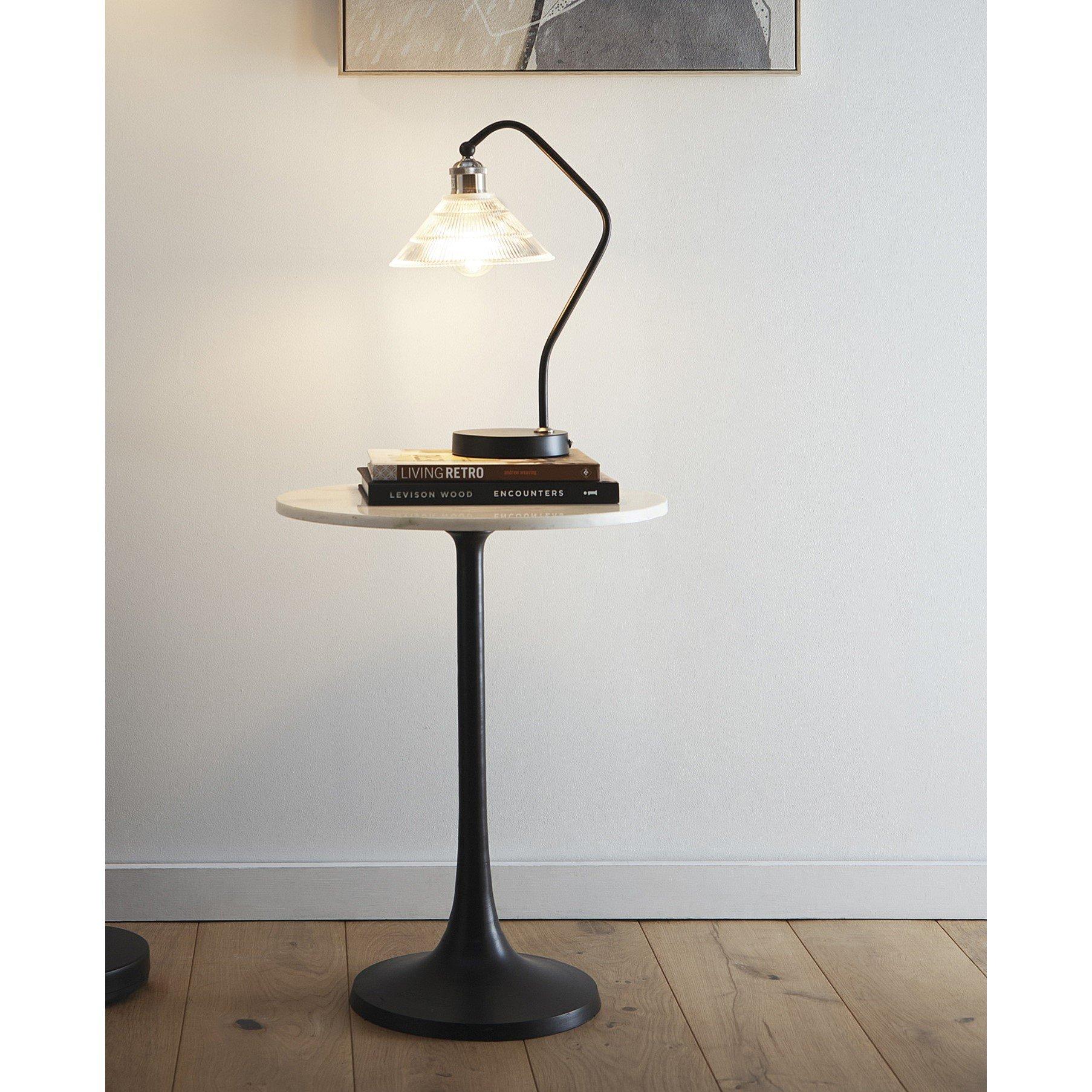 Black - K Living - Dana Black and Satin Nickel Table Lamp Glass Shade - 2