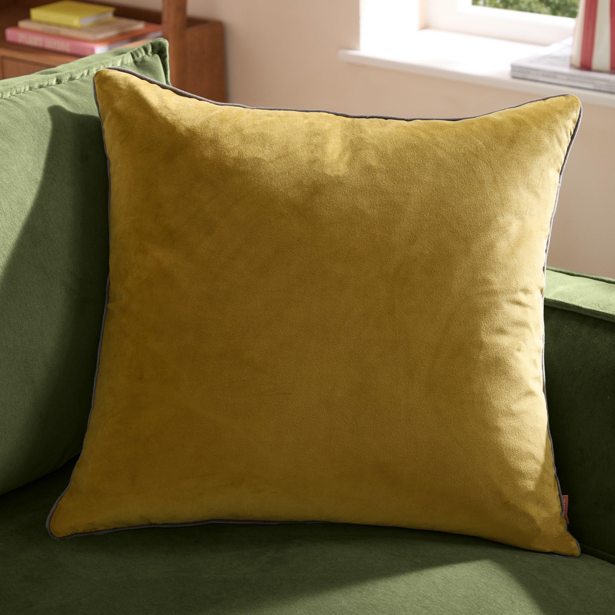 Moss/Charcoal - Furn - Meridian Velvet Fibre Filled Cushion - 2