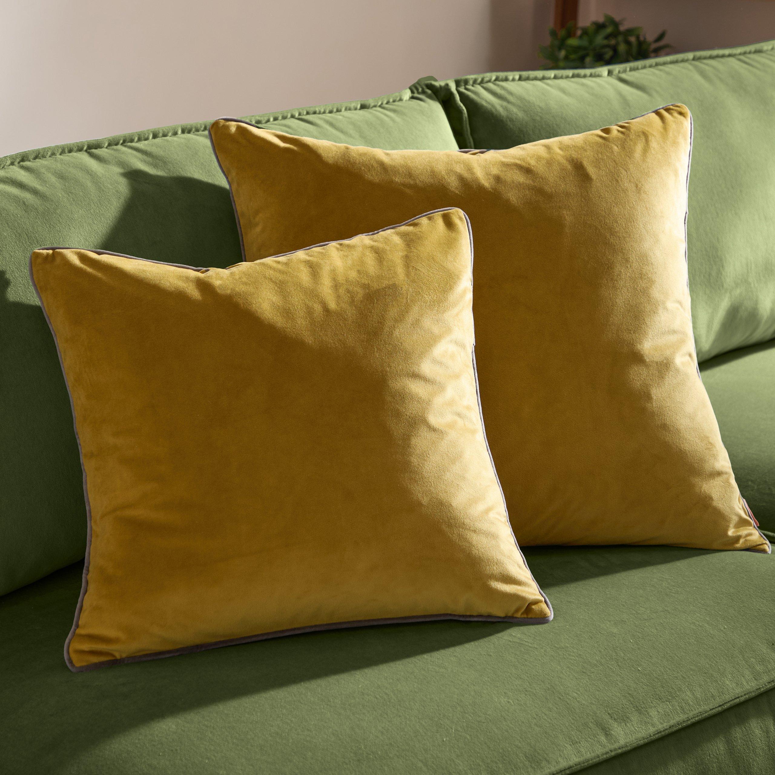 Moss/Charcoal - Furn - Meridian Velvet Fibre Filled Cushion - 6