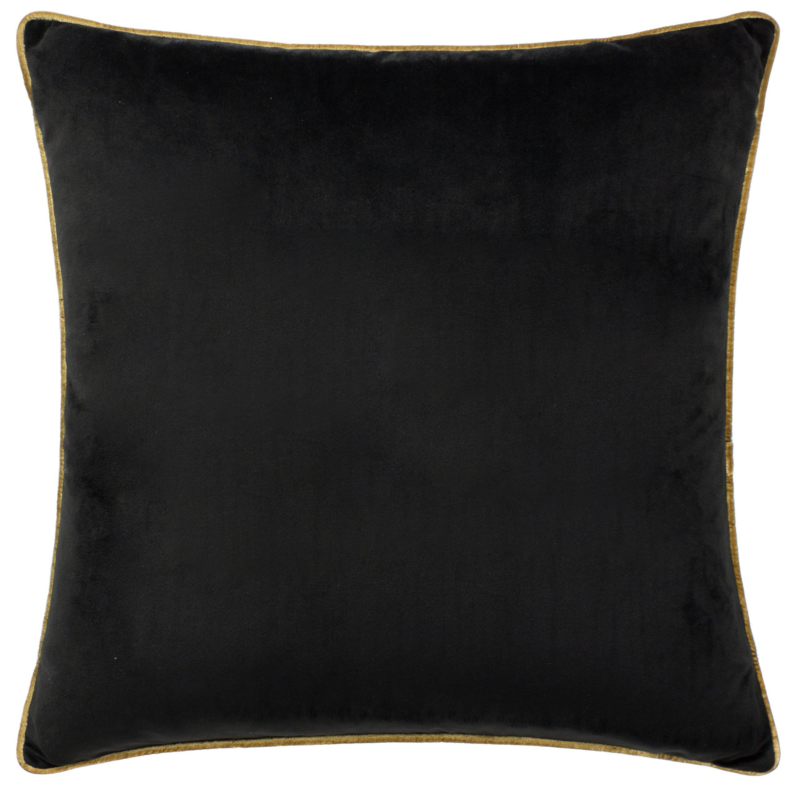 Black/Gold - Furn - Meridian Velvet Fibre Filled Cushion - 1