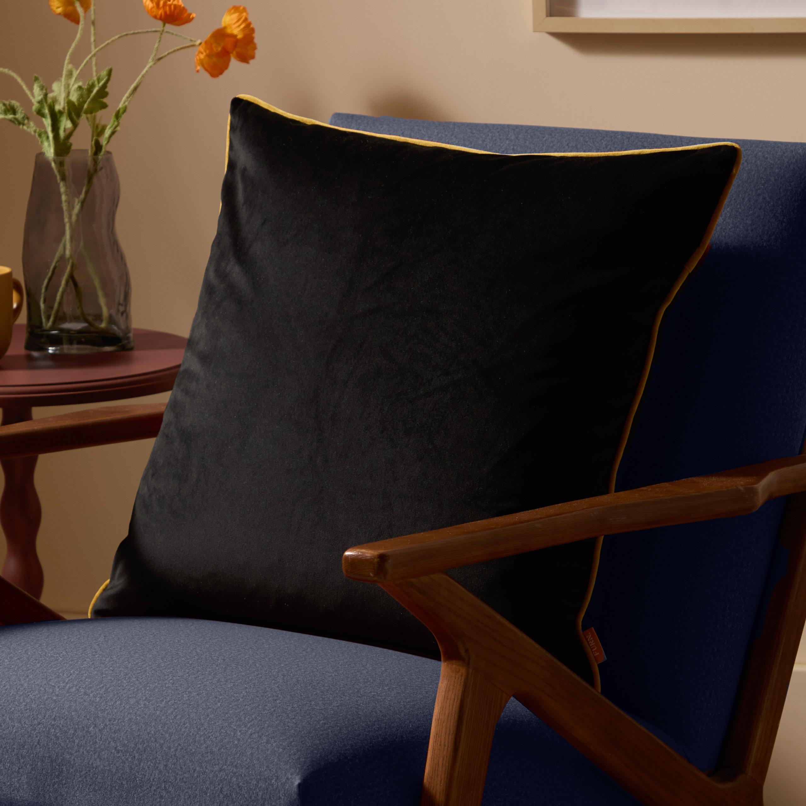 Black/Gold - Furn - Meridian Velvet Fibre Filled Cushion - 2
