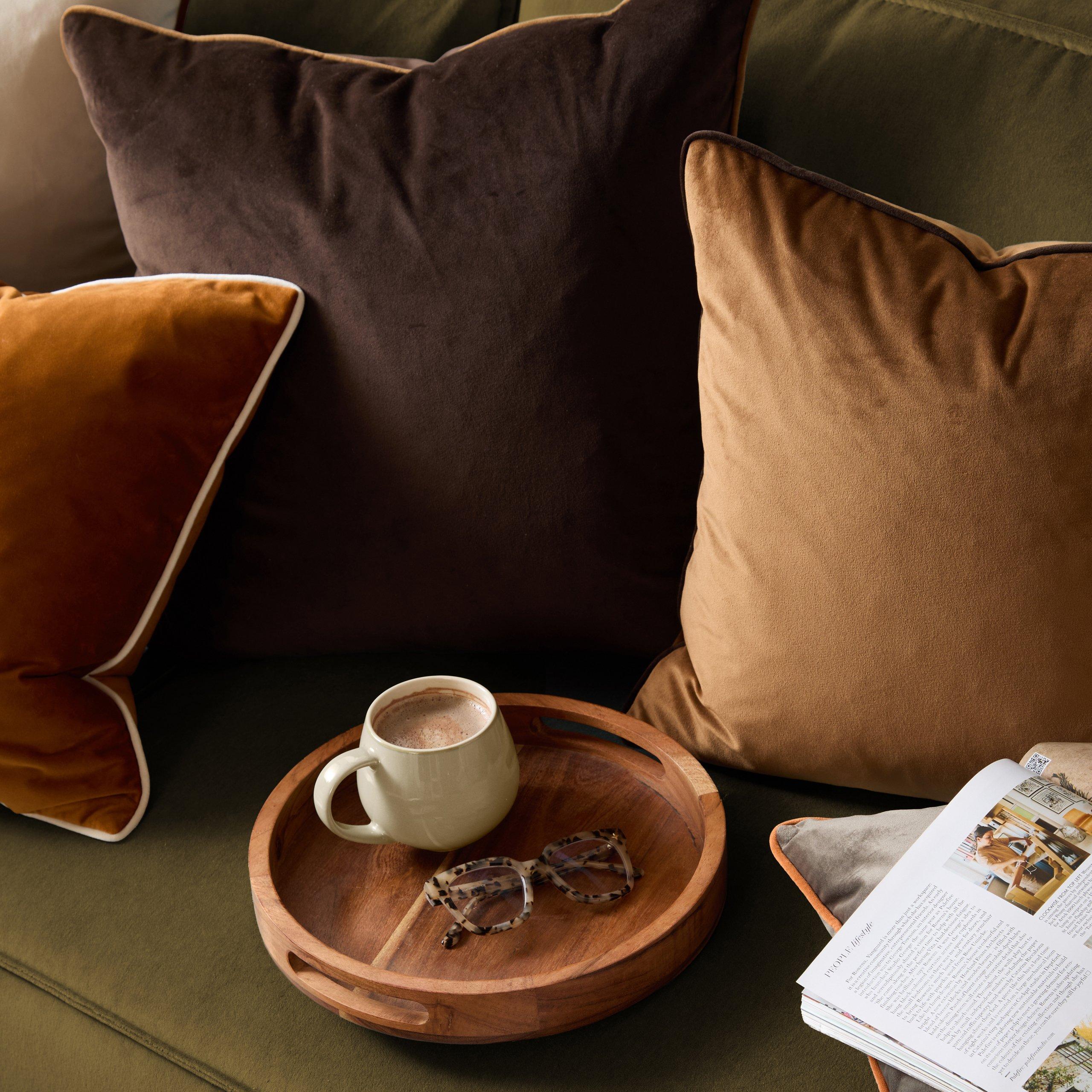 Ginger/Ecru - Furn - Meridian Velvet Feather Filled Cushion - 7