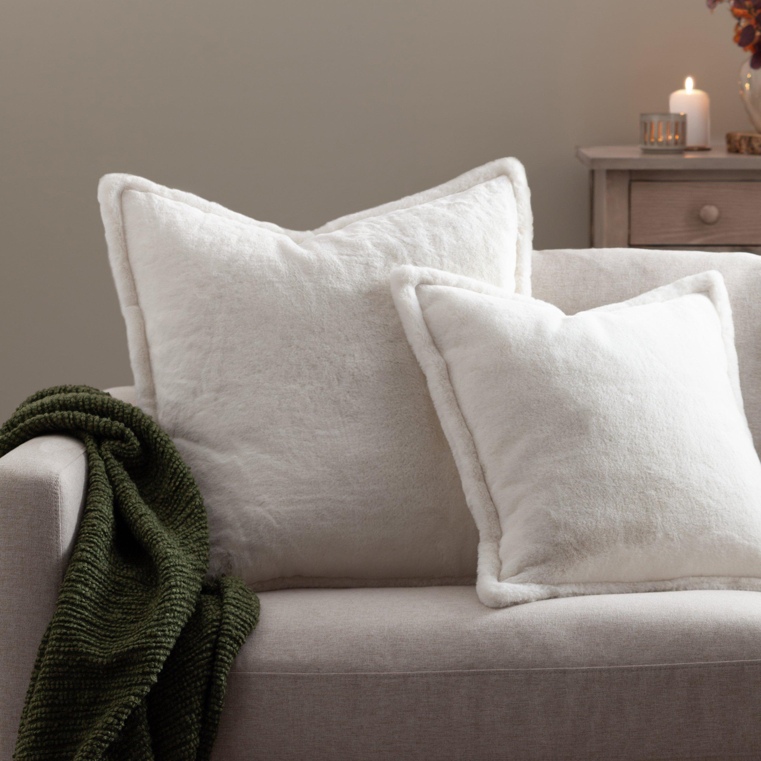Ecru - Furn - Kallu Faux Fur Feather Filled Cushion - 8