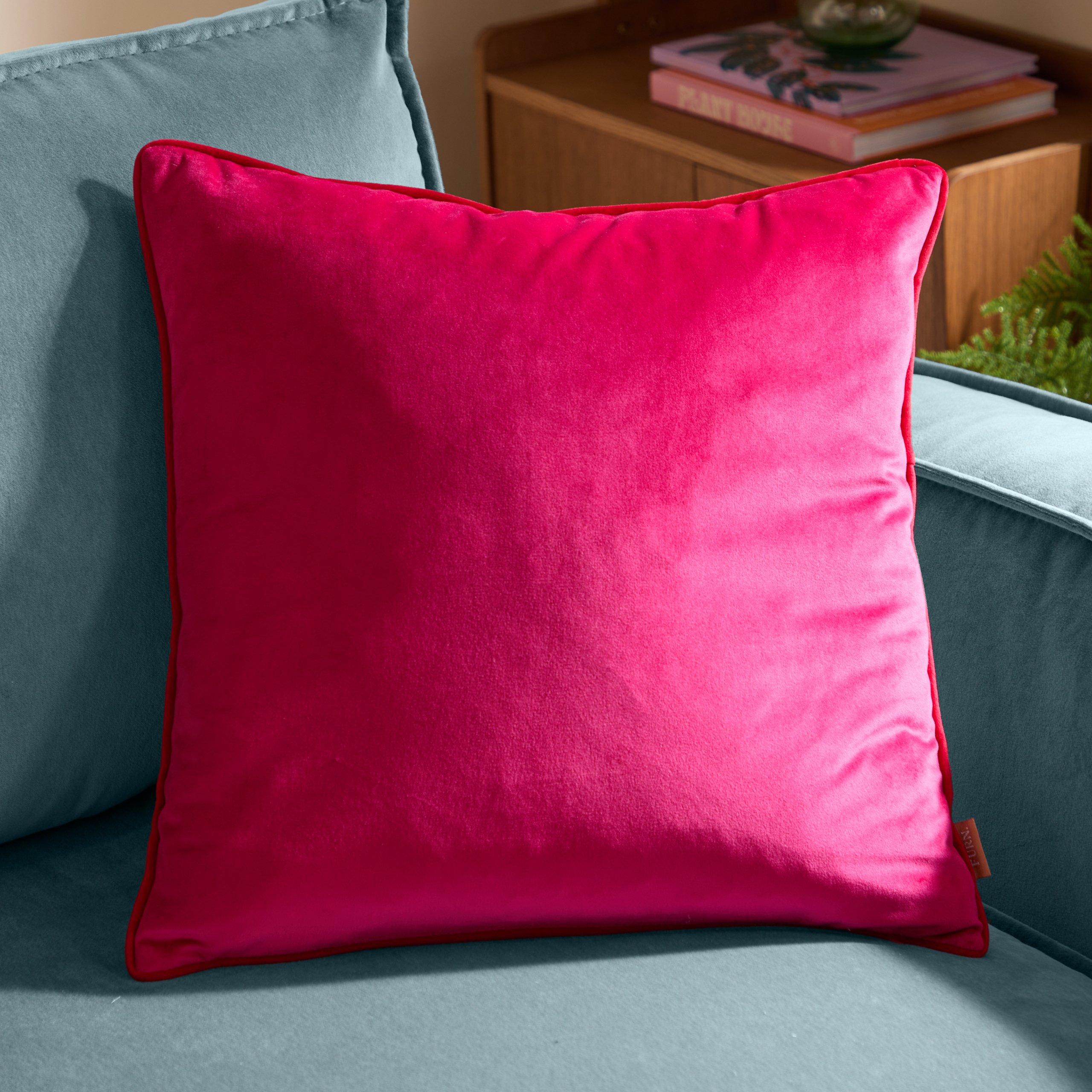 Hot Pink/Red - Furn - Meridian Velvet Feather Filled Cushion - 2