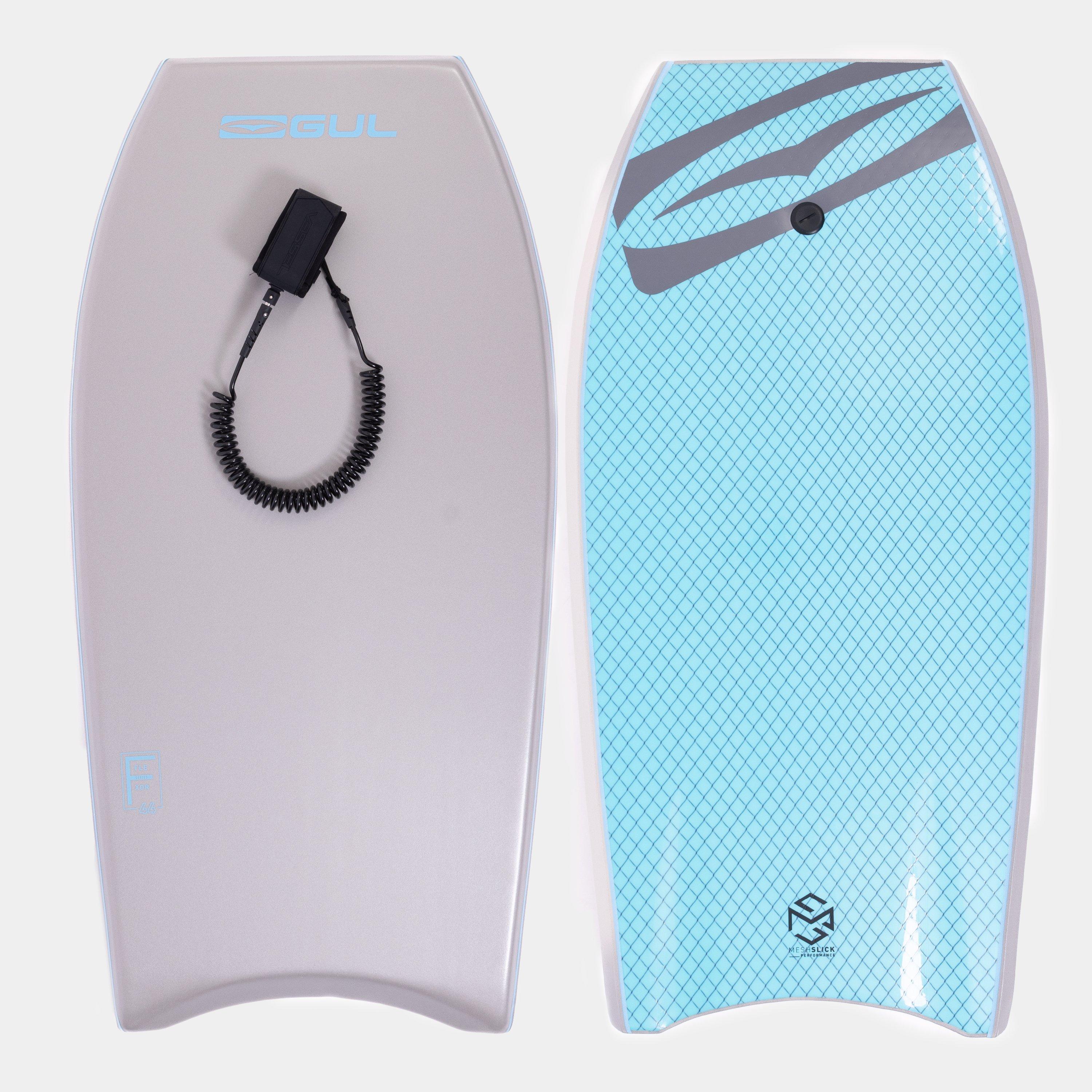 Grey/Cyan - Gul - FLEXOR 44INCH MESH BODYBOARD COIL LEASH