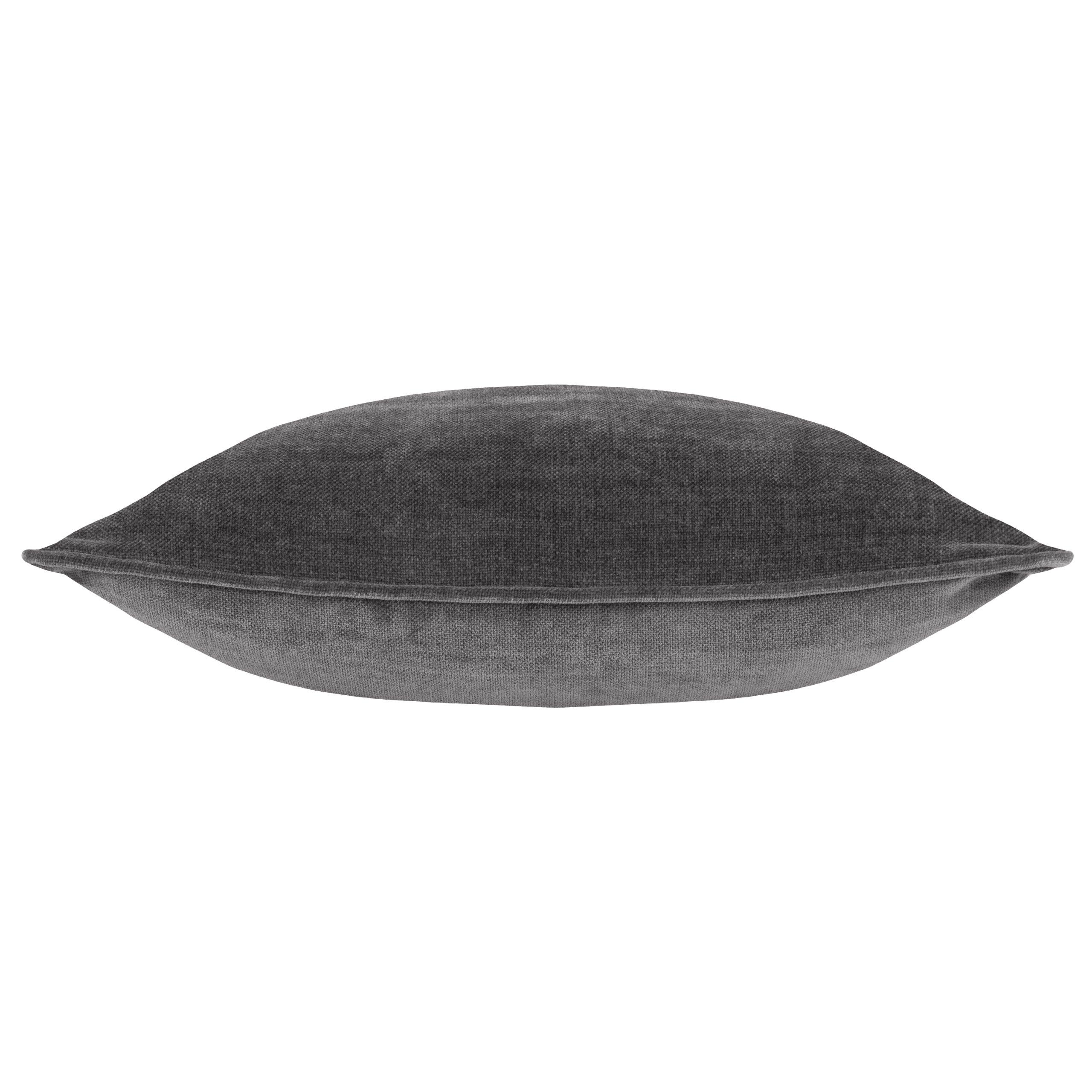 Charcoal - Yard - Heavy Chenille Piped Fibre Filled Cushion - 4
