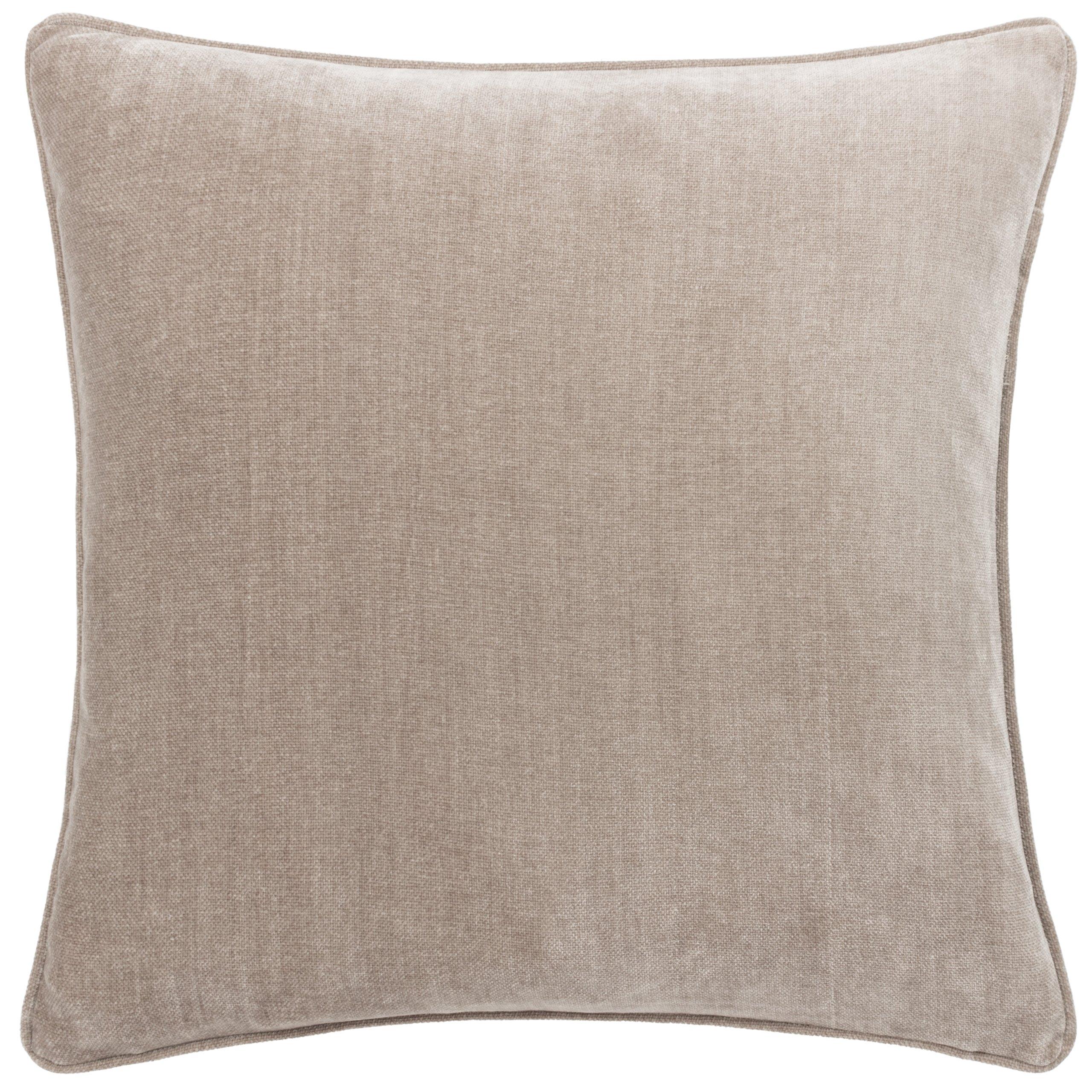 Greige - Yard - Heavy Chenille Piped Fibre Filled Cushion - 1